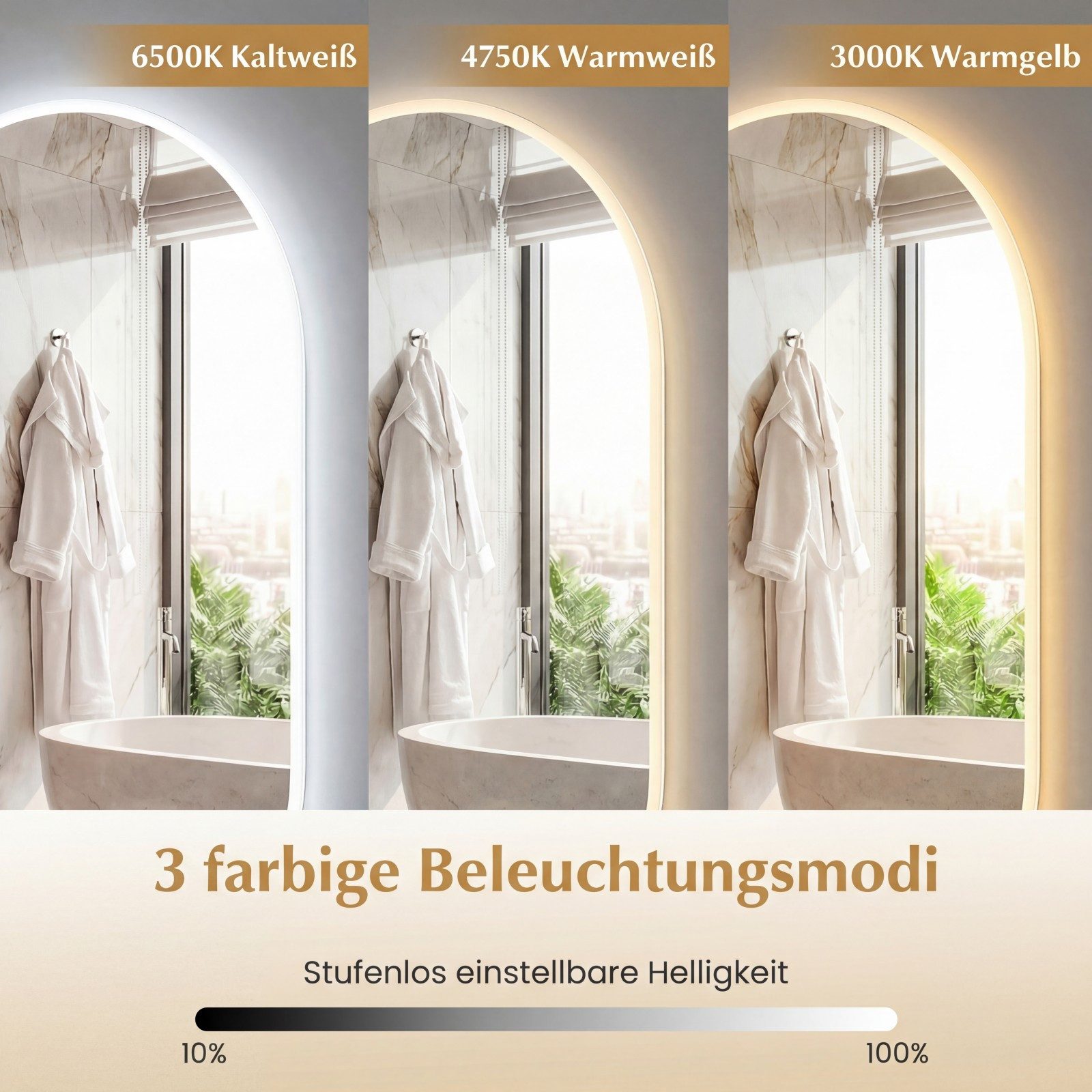COSTWAY Badspiegel, ovaler Wandspiegel mit Rücklicht, Anti-Beschlag