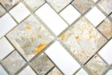 Mosani Mosaikfliesen Marmor Mosaik Fliese anthrazit weiss rost Kombination