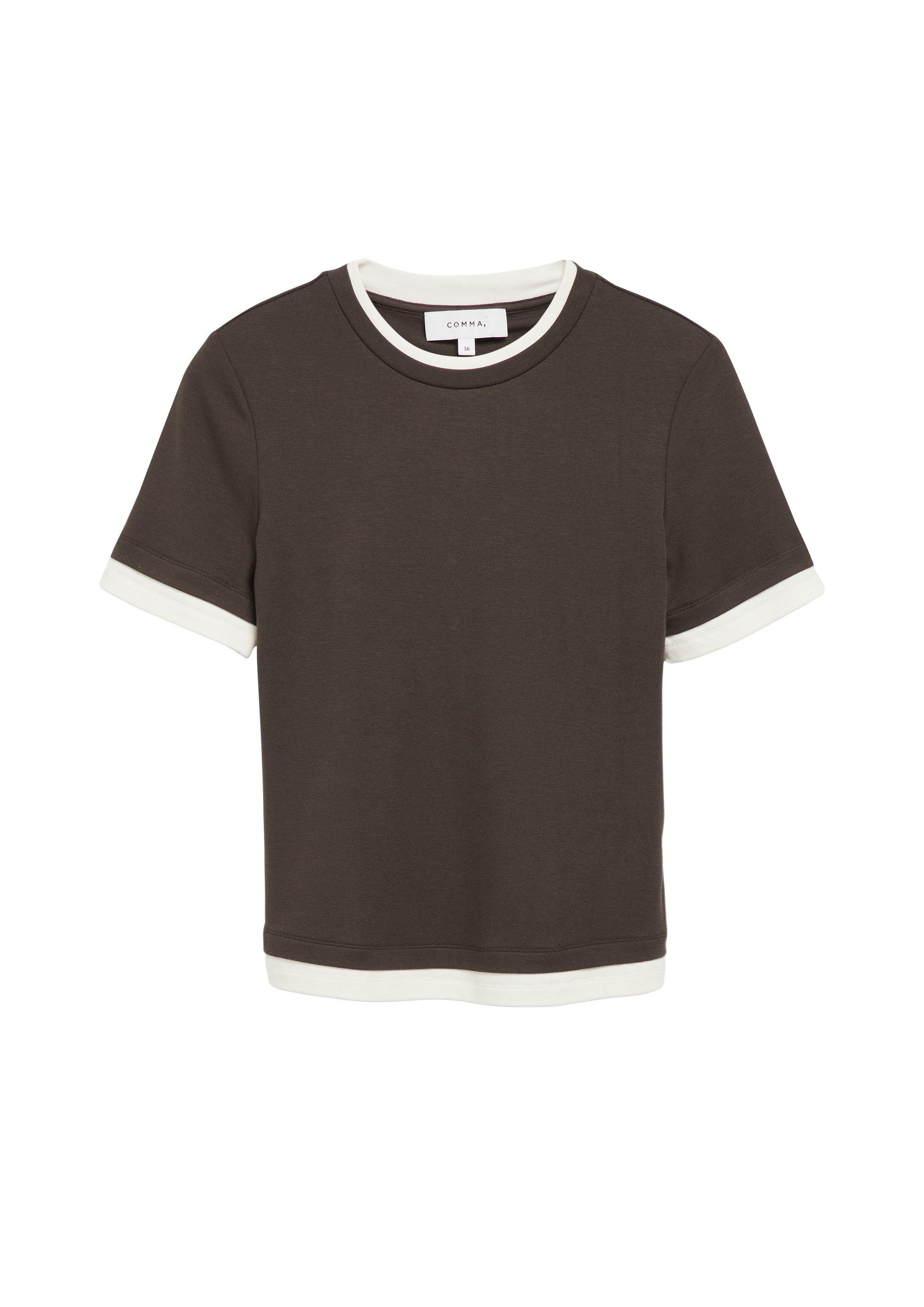comma Kurzarmshirt T-Shirt Softes T-Shirt in Layering-Optik