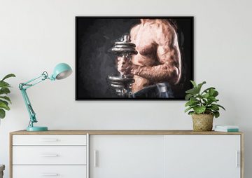 Pixxprint Leinwandbild Bodybuilding, Wanddekoration (1 St), Leinwandbild fertig bespannt, in einem Schattenfugen-Bilderrahmen gefasst, inkl. Zackenaufhänger