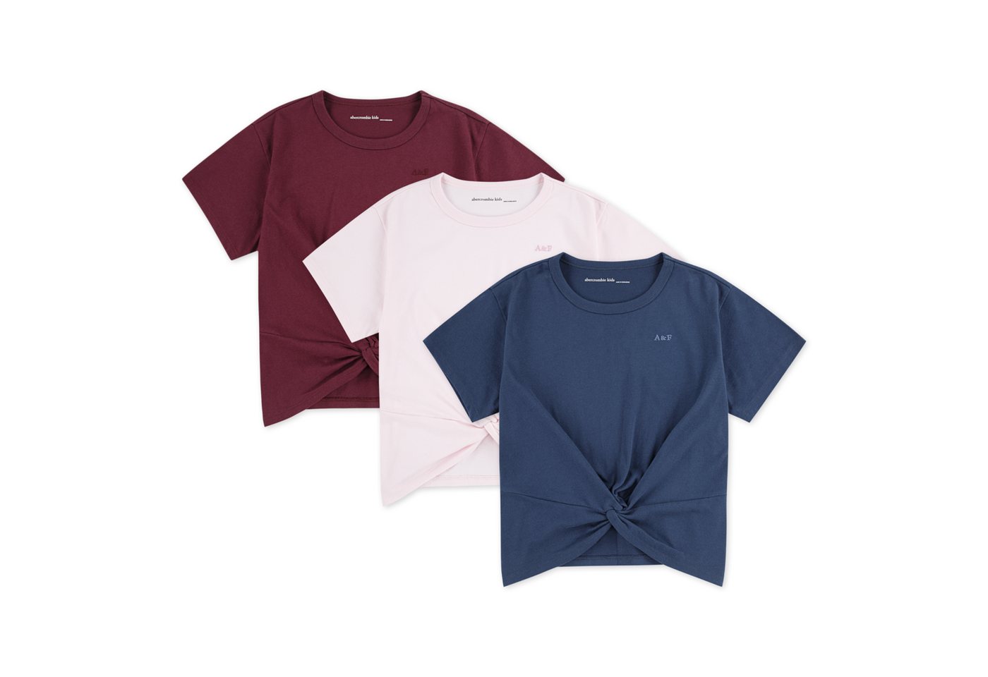 Abercrombie Kids T-Shirt (3-tlg., Packung) mit Twist-Detail am vorderen Saum