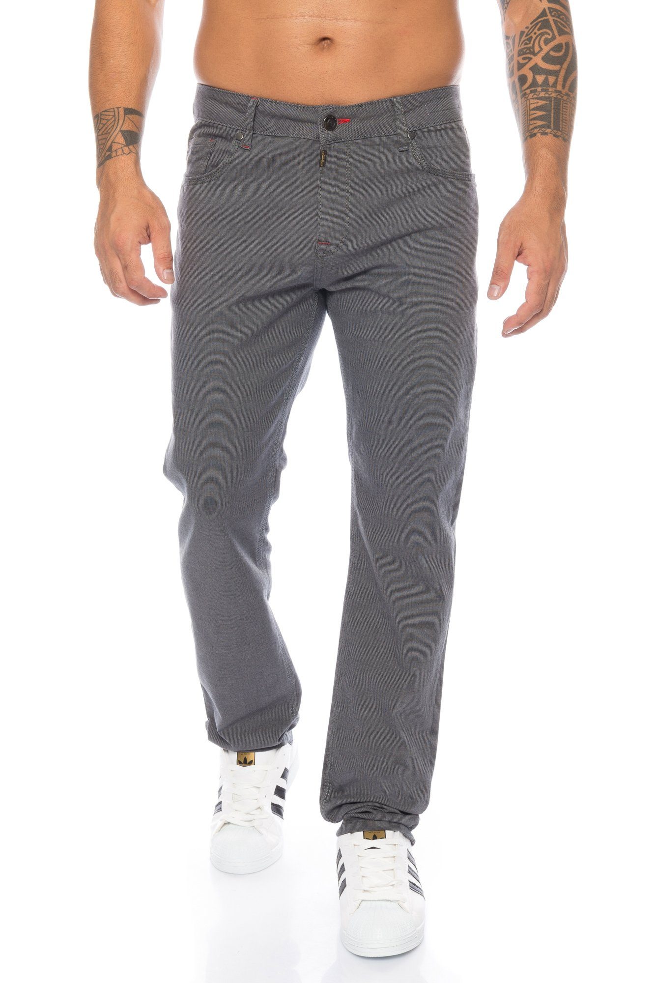 Cipo & Baxx Slim-fit-Jeans Herren Stoffhose Jeans im zeitlosen Design Leichter Tragekmofort Anthrazit