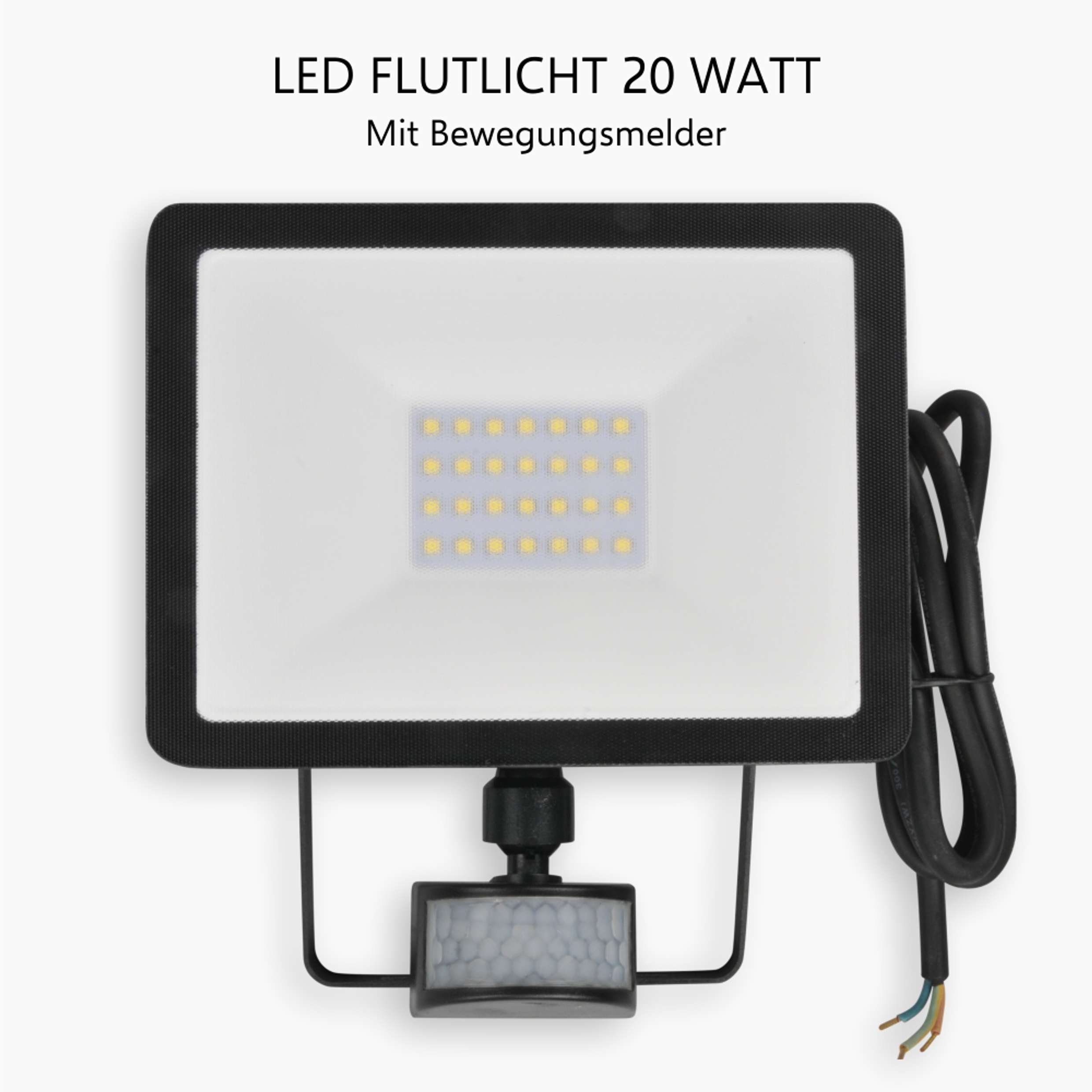LF60, Tageslichtweiß, Frostbeständig LED Wasserdicht, LED-Strahler, Elro Bewegungsmelder, fest integriert, schwarz Wandstrahler LED