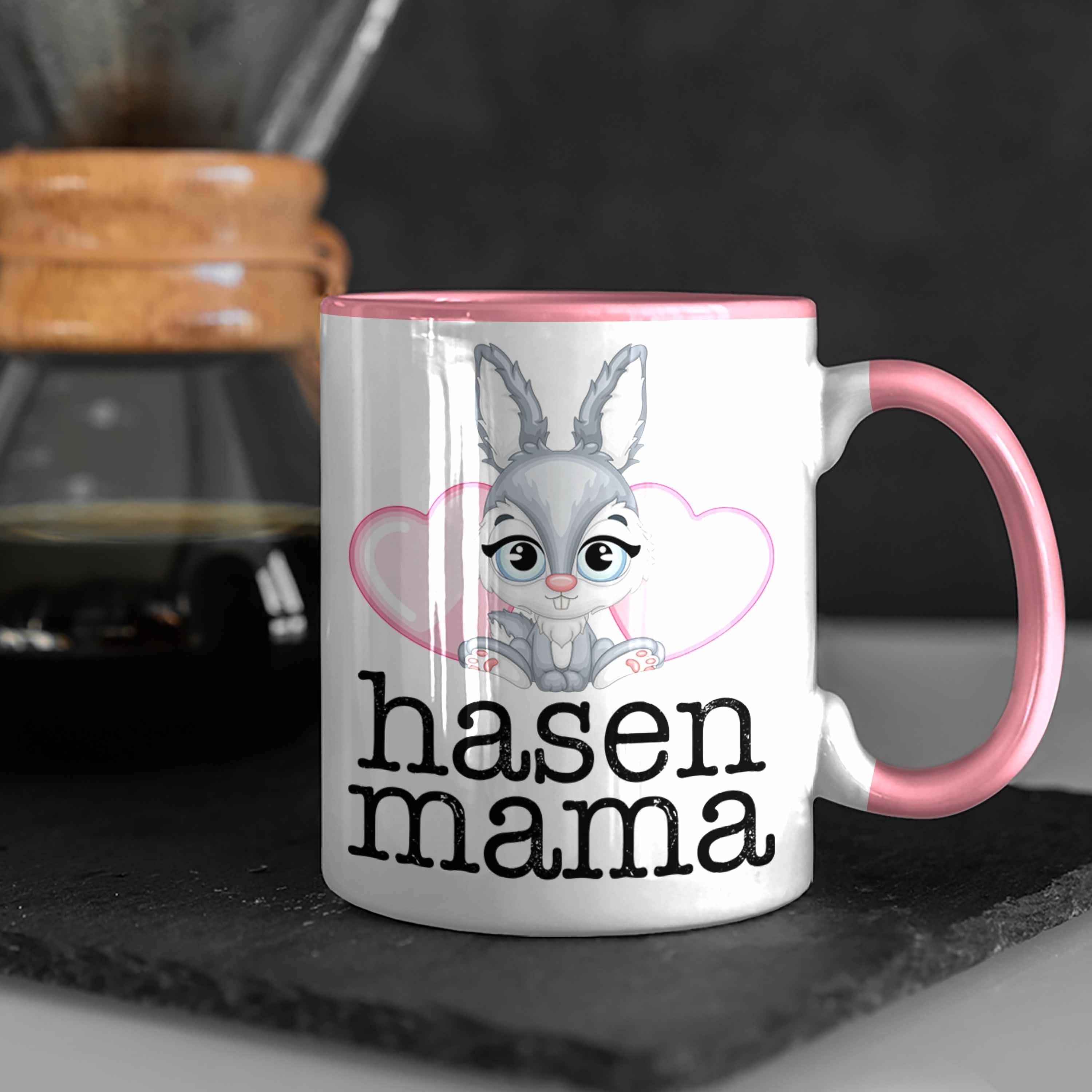 Trendation Tasse Hasen Tasse Kaninchen Geschenk Hasen Kinder Hasen-Besitzer Rosa Mama