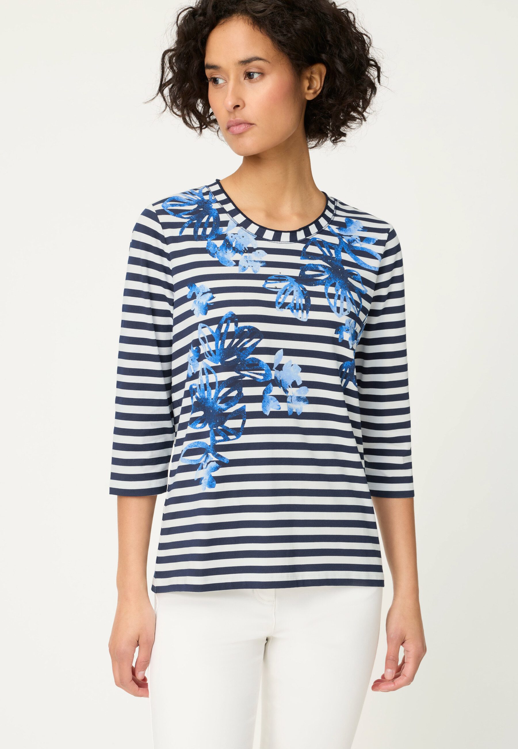 Olsen T-Shirt Shirt mit dekorativem Streifen-Print günstig online kaufen