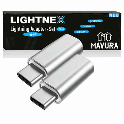 MAVURA LIGHTNEX Lightning auf Type-C Adapter lightning type c adapter Smartphone-Adapter Smartphone-Adapter zu Adapter lightning type c, Stecker für Apple iPad iPhone 8 9 X 11 12 13 14 [2er Set]