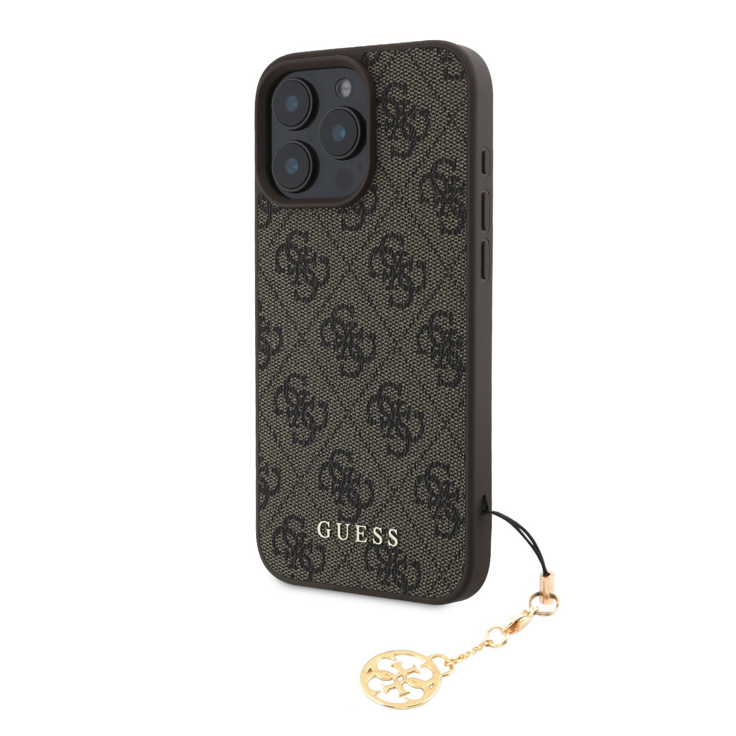 Handyhülle GUESS Case iPhone 16 Pro Max Charm Hülle braun m.Anhänger