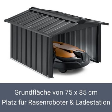 Juskys Mähroboter-Garage MGMT1, BxTxH: 86x98x63 cm, Langlebige Metall Konstruktion aus verzinktem Stahl