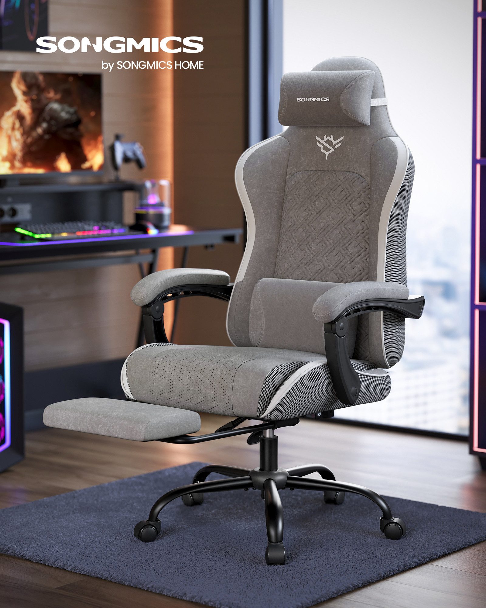 SONGMICS Bürostuhl, Gaming-Stuhl, Schreibtischstuhl, ergonomischer Gaming-S günstig online kaufen