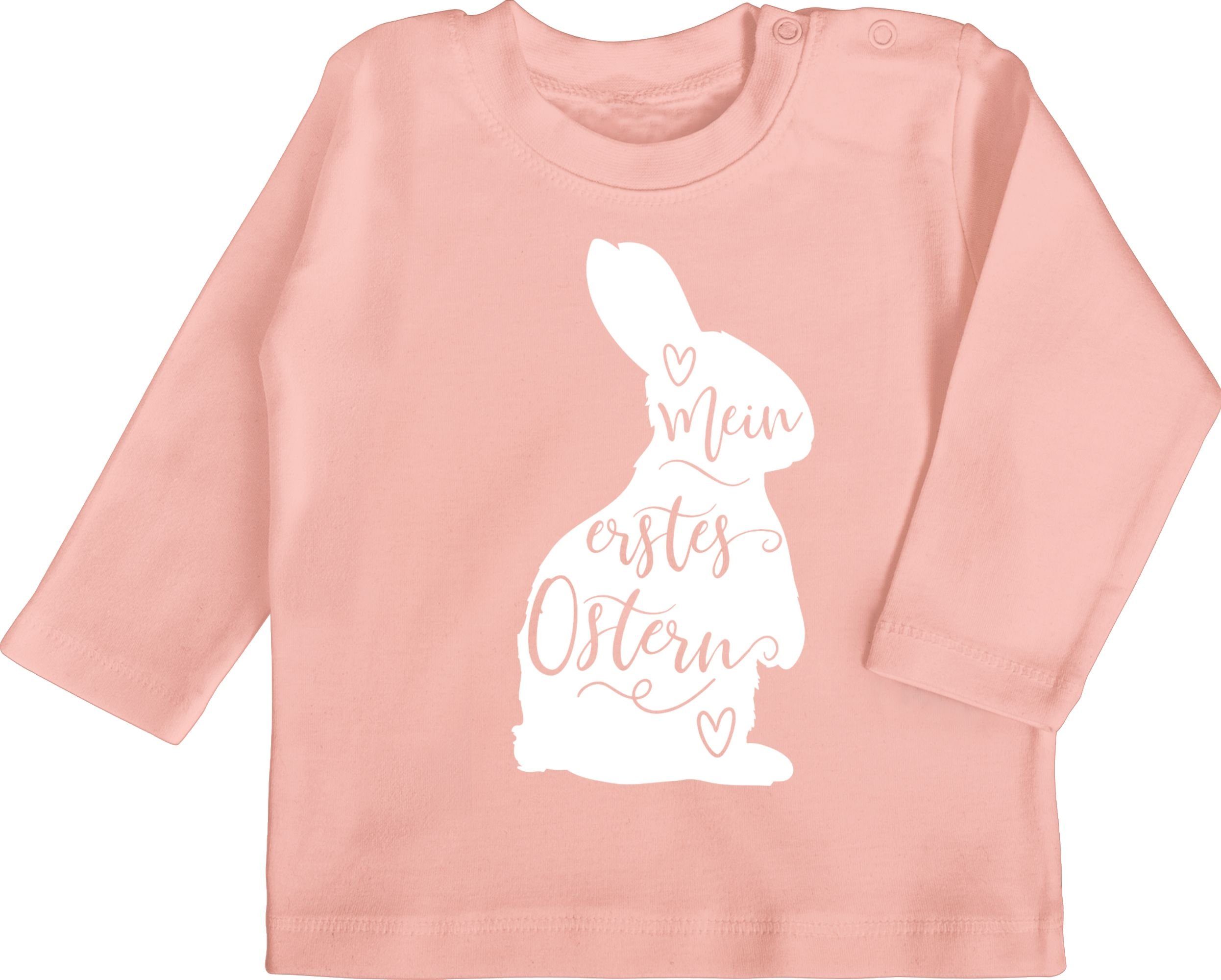 weiß Ostern 1 Mein Ostergeschenke Hasen erstes - - Shirtracer Silhouette Babyrosa T-Shirt