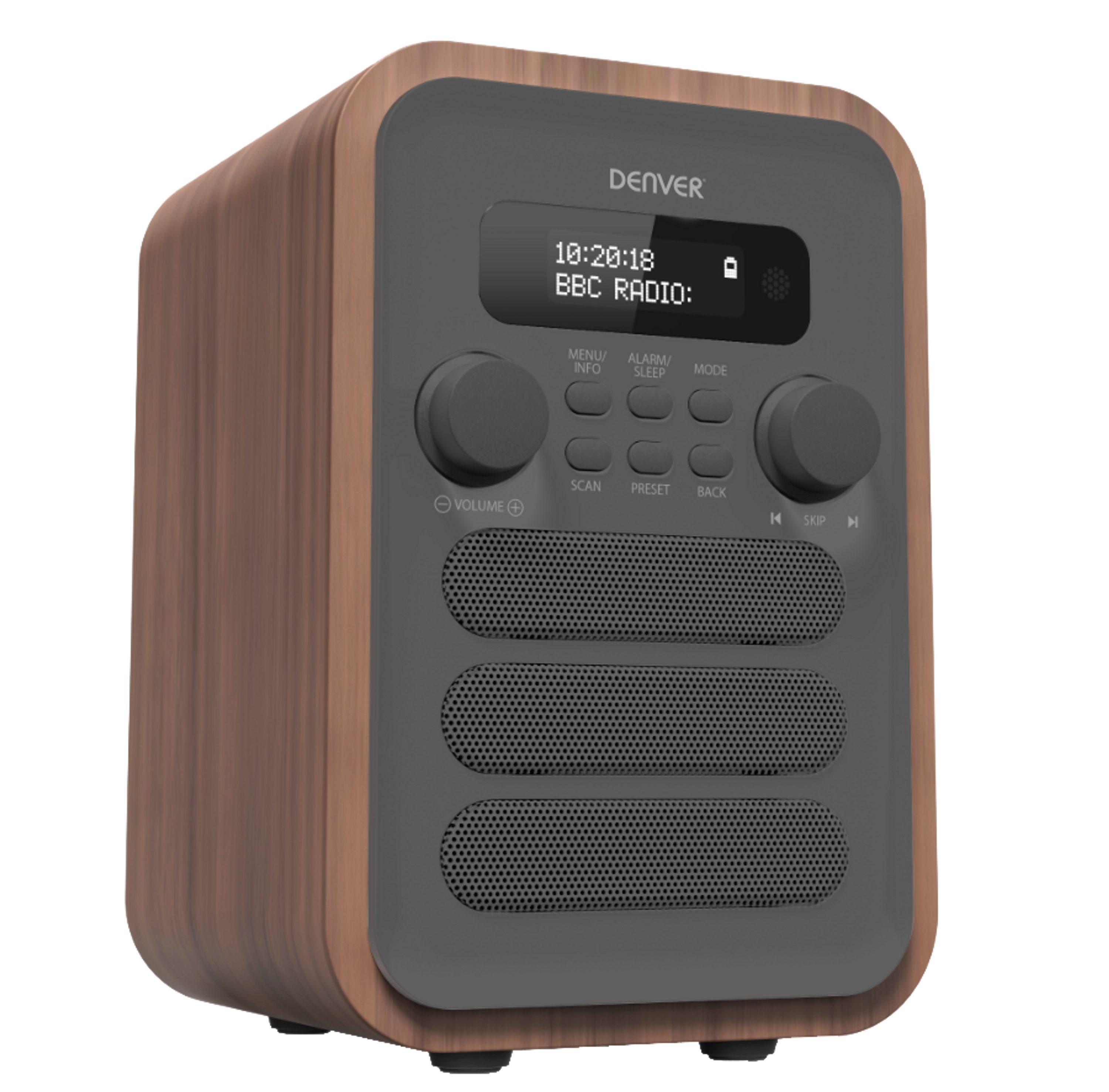 Denver DAB-48 GREY Radio (DAB UKW Radio mit Weckfunktion, Bluetooth und Kopfhörerausgang)