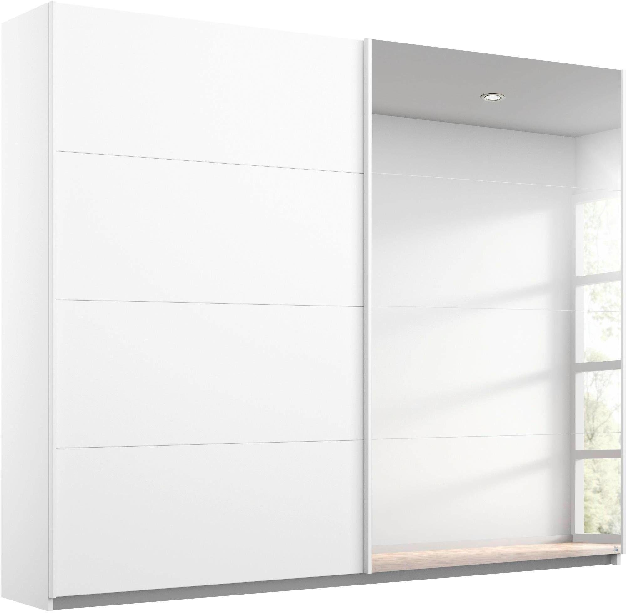 rauch Schwebetürenschrank Kleiderschrank Schrank Ankleide Garderobe Schlafzimmerschrank MEMPHIS (Breiten: 180/225/270 cm, Höhe 210 cm) mit Spiegel und Metallgriffleisten in Weiß MADE IN GERMANY