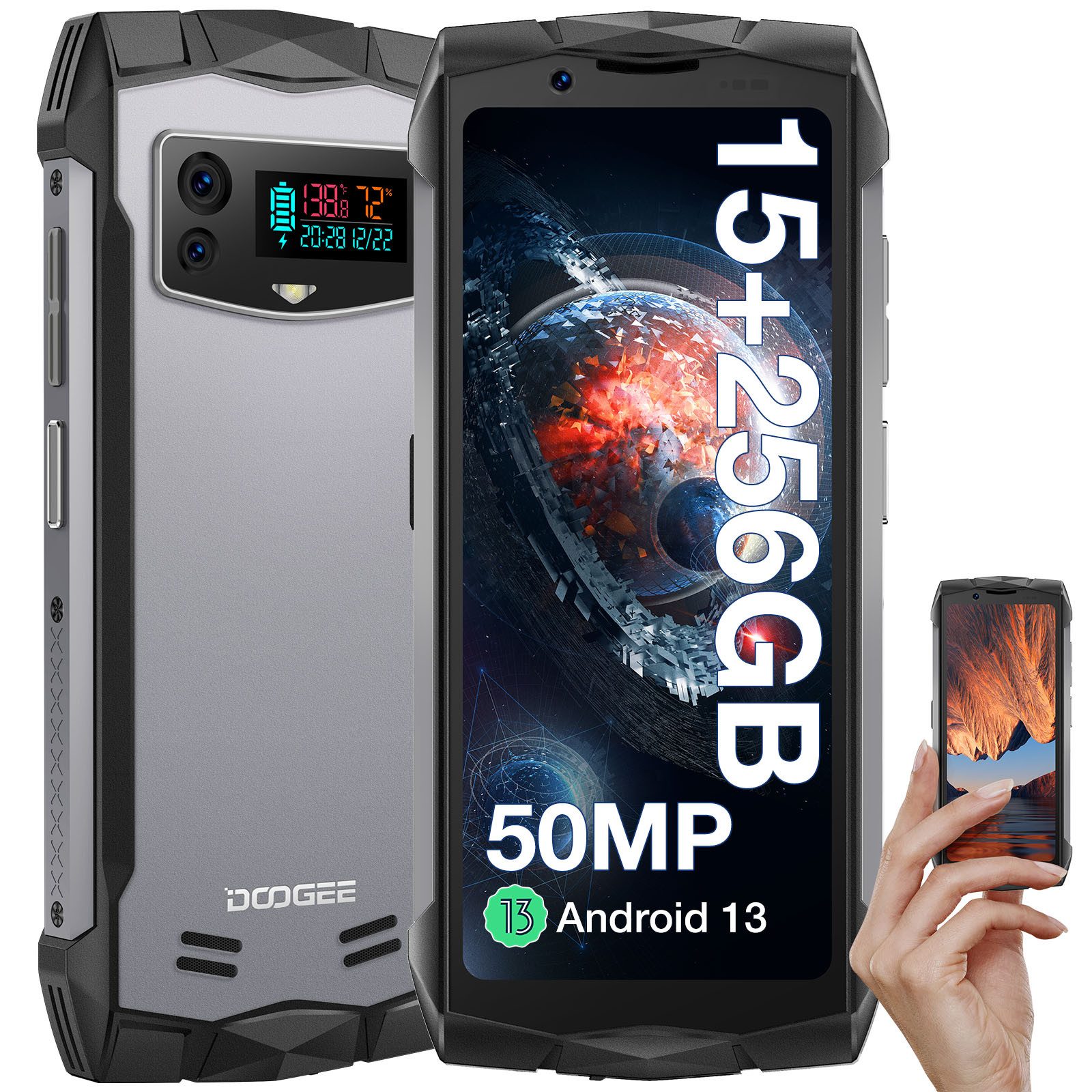 DOOGEE SMINI Smartphone (4.5 Zoll, 256 GB Speicherplatz, 50 MP Kamera, 4.5 Zoll, 15 GB(8 +7 GB erweiterter)+256 GB NFC unterstützt 3000 mAh)