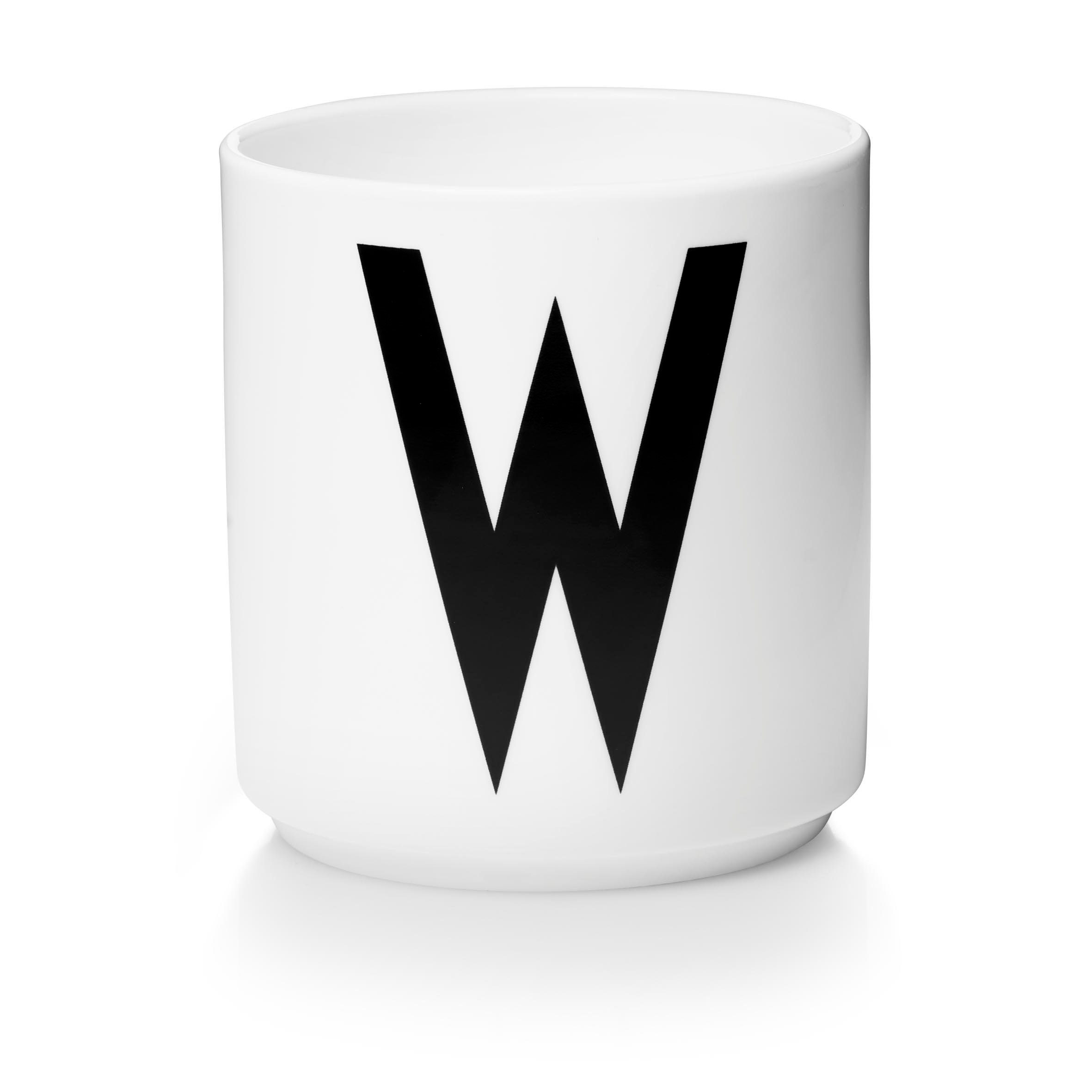 Design Letters Becher Porzellanbecher Weiß W, Porzellan