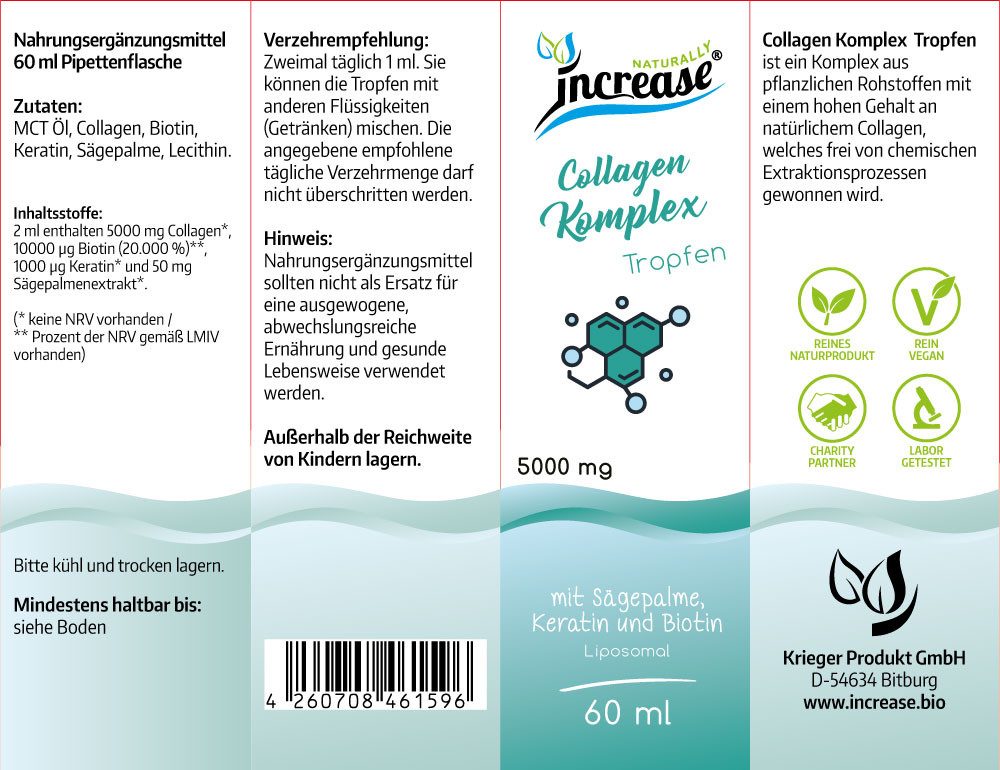 increase NATURALLY Nimm 3, zahl 2 Aktion Liposomales Collagen - 5000mg Collagen pro Tag Tropfen, 180 ml