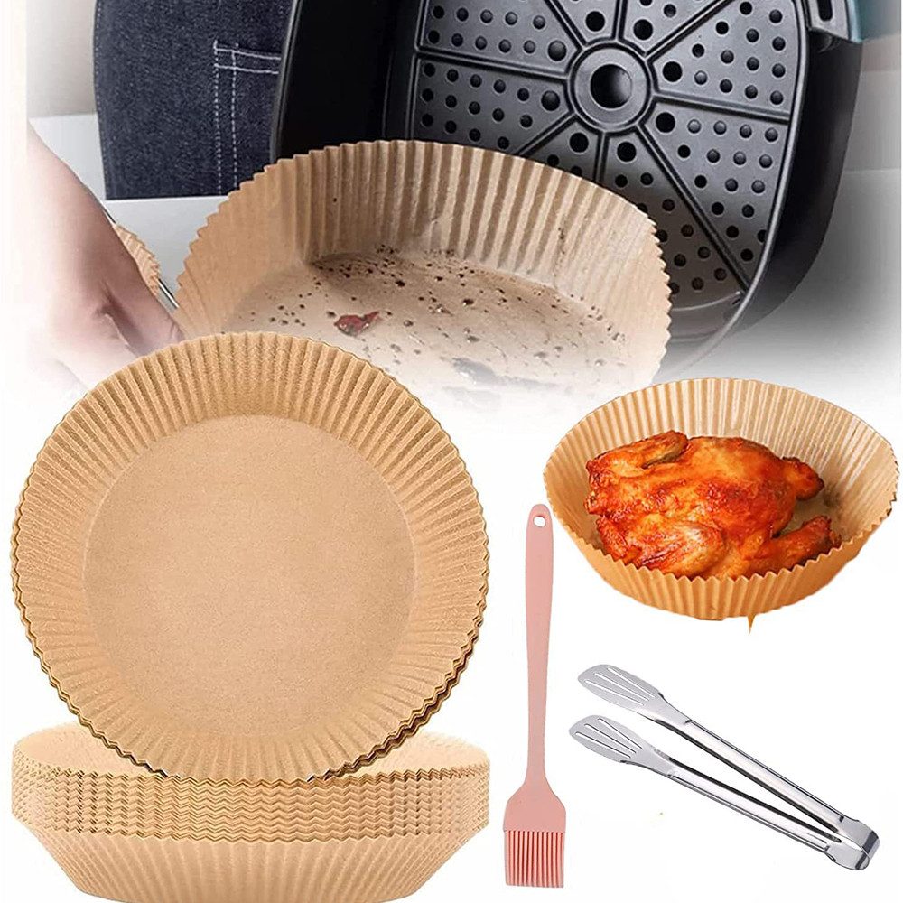 Coonoor Backpapier 100 Stück Pergamentpapier Airfryer Liners, Disposable Paper
