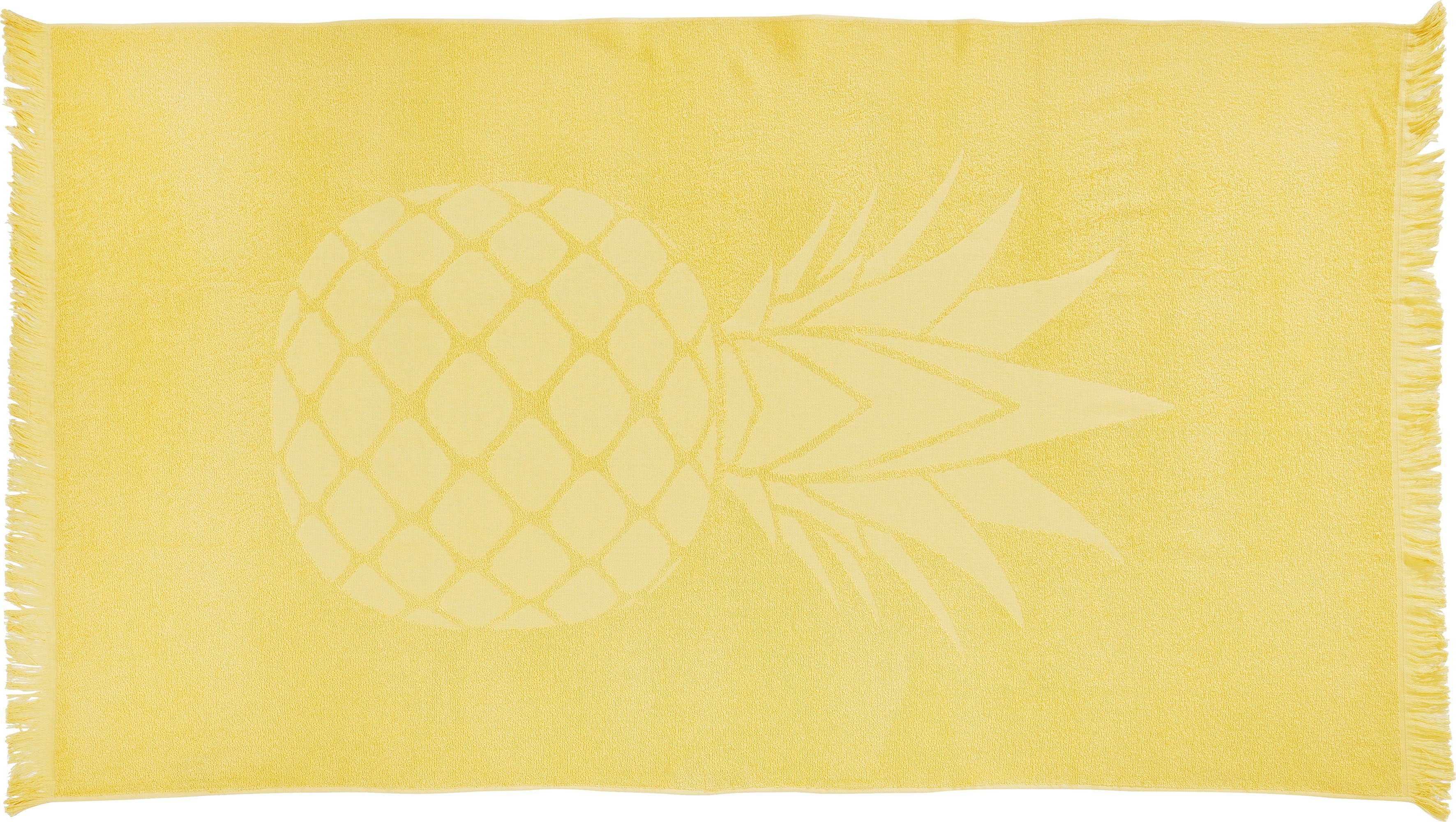 Frottier-Innenseite, oder lemon Hamamtücher Frottier Sauna- saugfähige Strandtuch Pineapple, (1-St), ideal Hamam done.® als