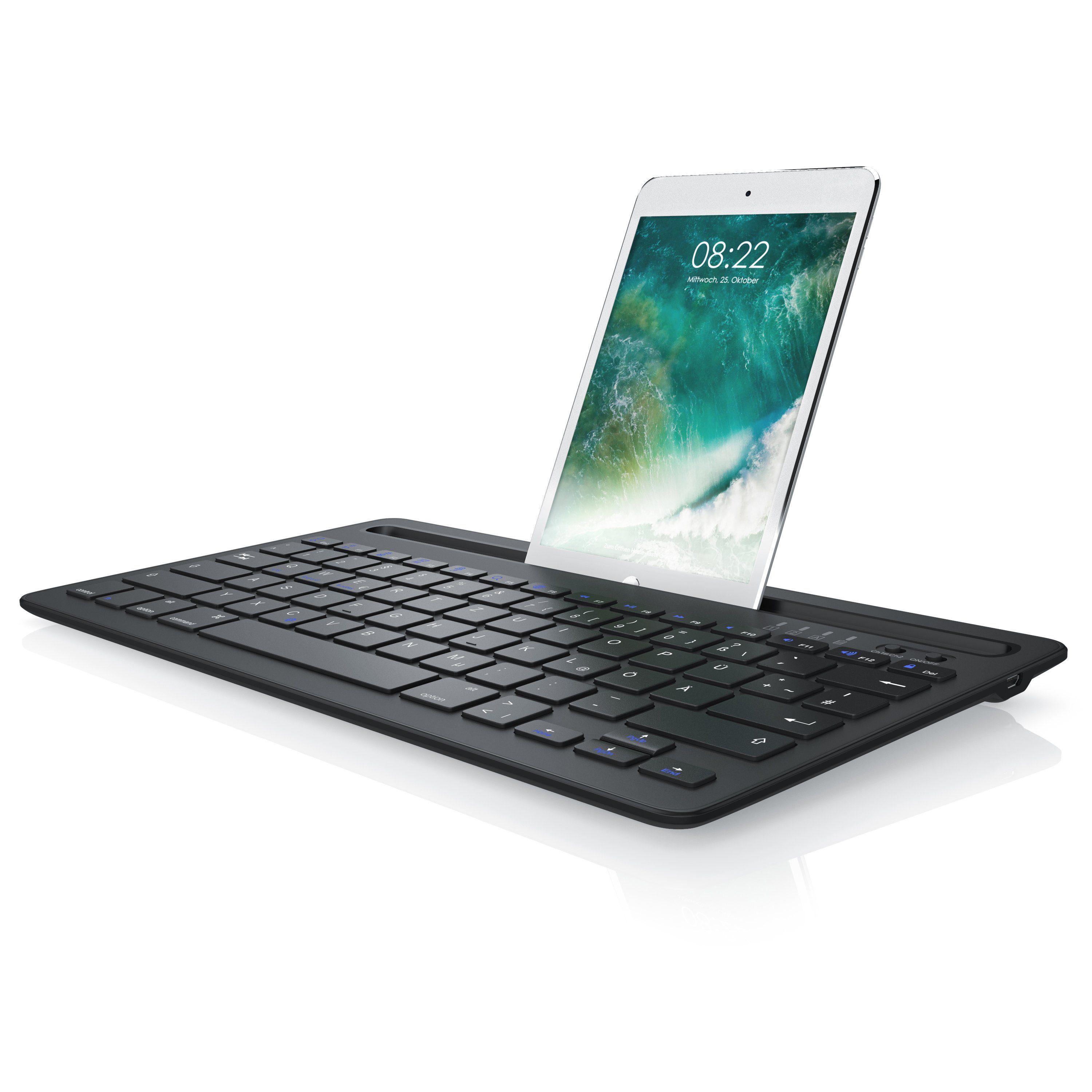 Aplic Tablet-Tastatur (Bluetooth, Akku, für Tablet iOS, mit Android, Windows) Halterung