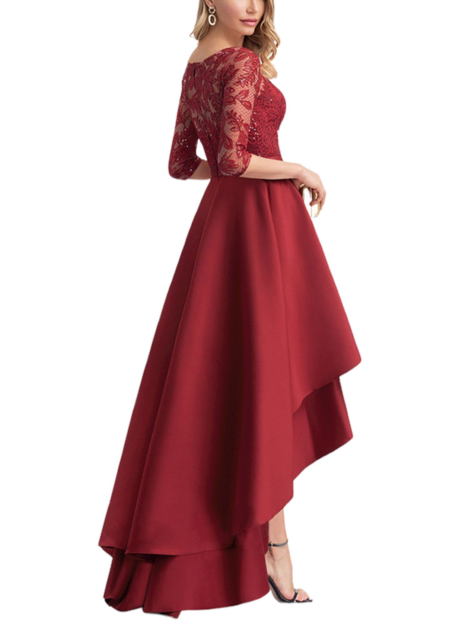 PYL Cocktailkleid »Damen Rot Seide Haute Abendkleid Kleid Langarm Spitze  Unregelmäßiger Saum« 34-42 Größe online kaufen | OTTO