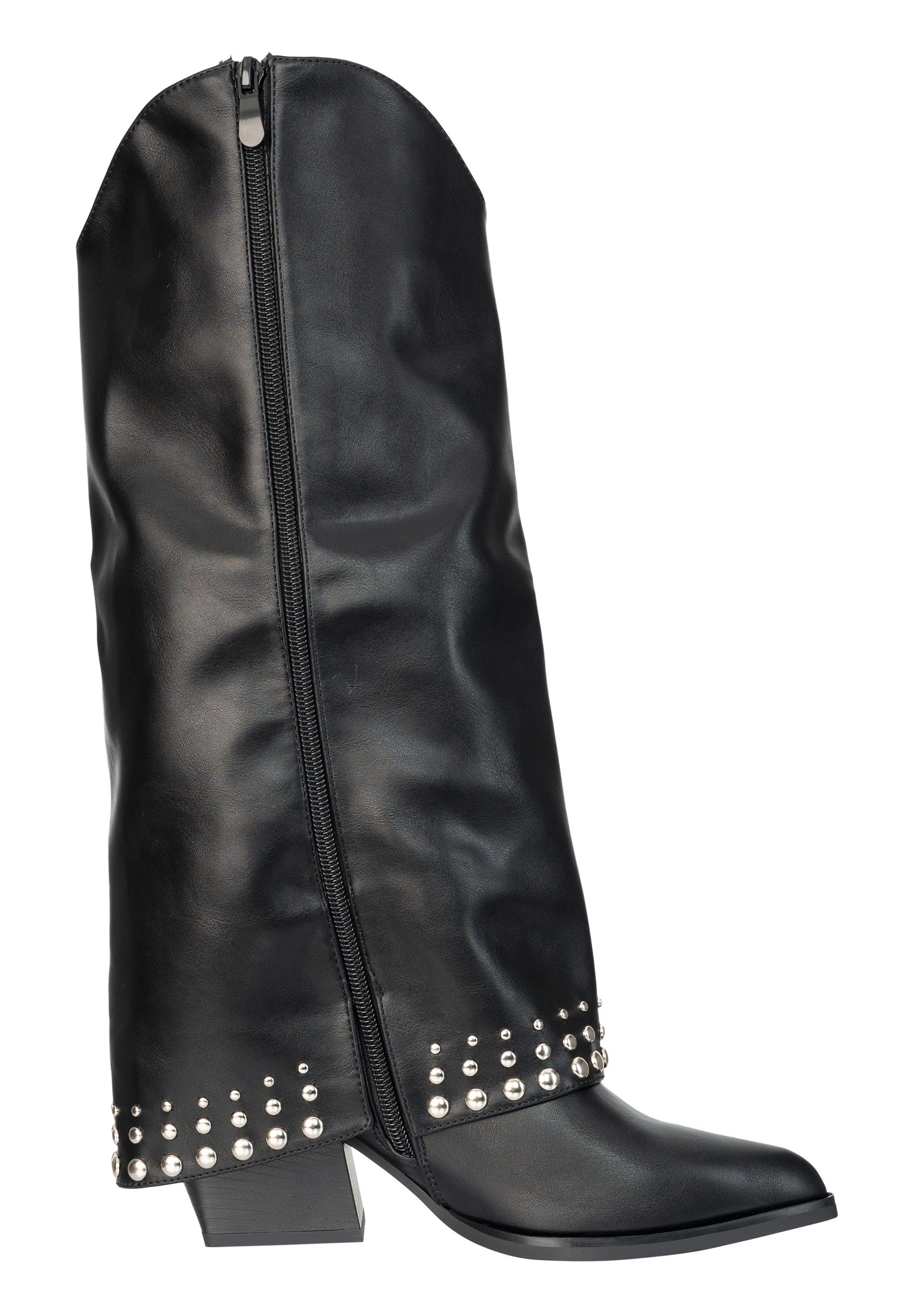 Day Vine Western Boots Damen mit Nieten Cowboy Stiefel in Lederoptik High-Heel-Stiefel