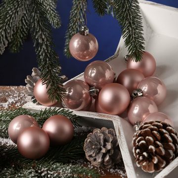MARELIDA Weihnachtsbaumkugel Christbaumkugel Weihnachtskugel bruchfest D: 4cm rosa 16er Set (16 St)