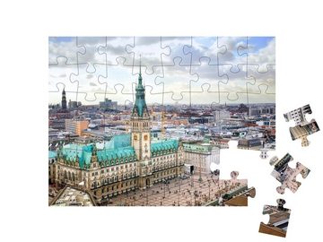 puzzleYOU Puzzle Beeindruckendes Rathaus von Hamburg, Deutschland, 48 Puzzleteile, puzzleYOU-Kollektionen Hamburg, Deutsche Städte