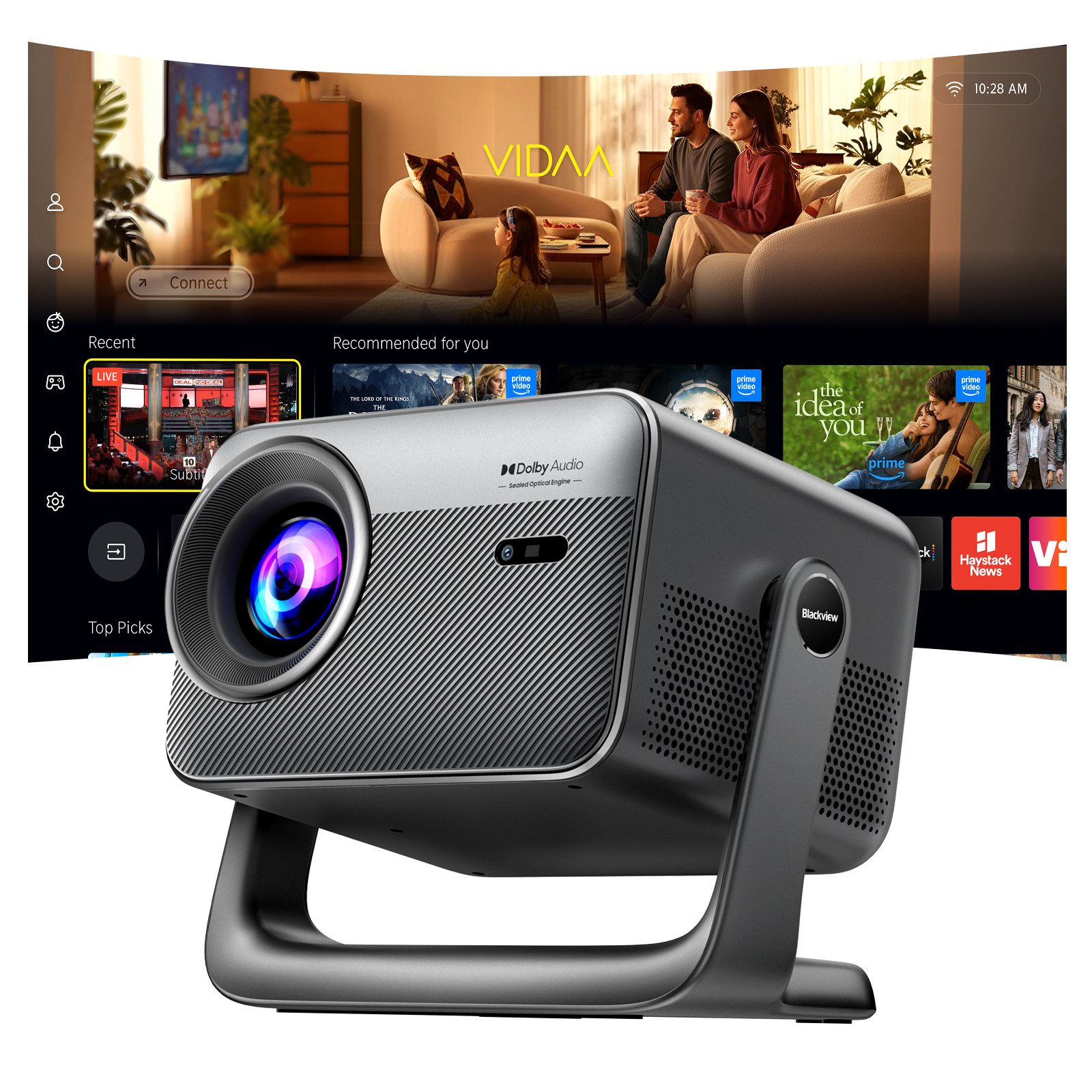blackview PV1000 Max Heimkino-Beamer: ECHT Dolby, 4K/1080P, Gaming-Modus Beamer (1500:1, 1920 x 1280 px, Sprachsteuerung/Autofocus/bis 150 Inches Screen/Kindersicherung)