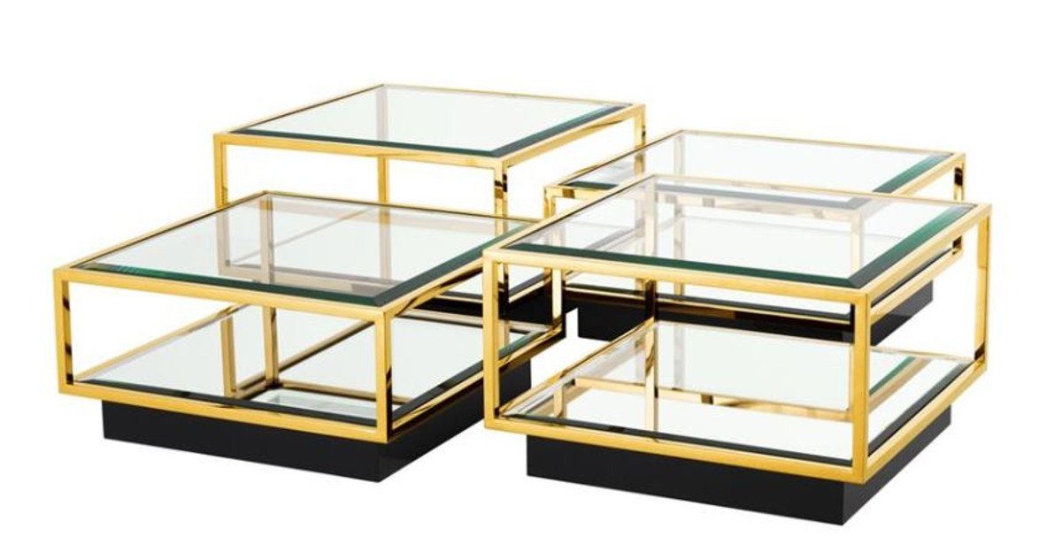 Casa Padrino Couchtisch Art - Set 4er Salon Gold Deco Luxus Couchtisch Tisch