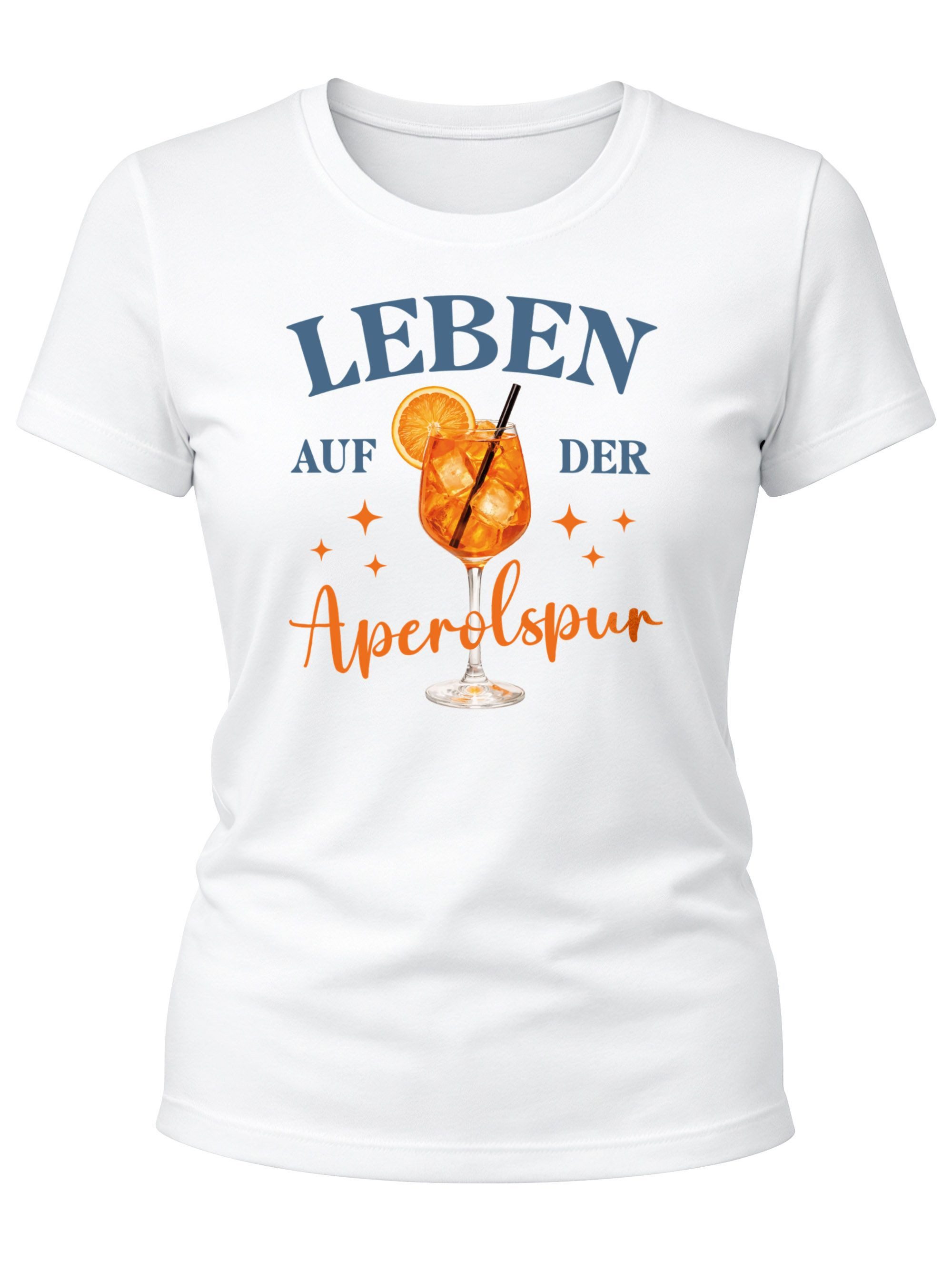 Print-Shirt Damen T-Shirt Spruch - Aperolspur - Kostümidee Mädelsabend JGA