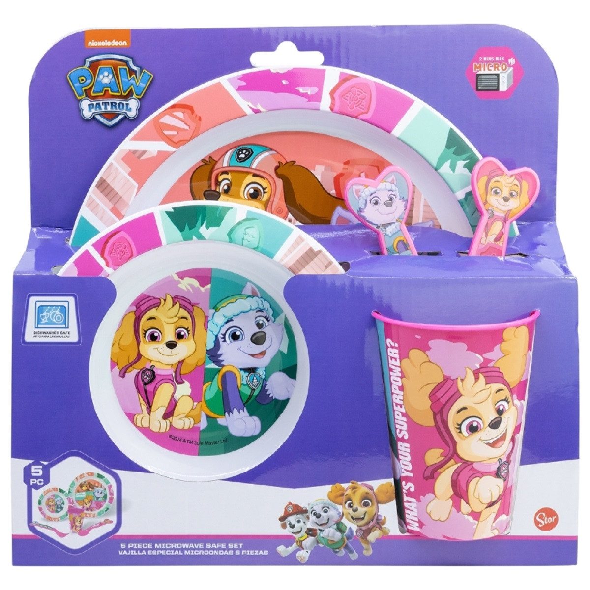 PAW PATROL Frühstücks-Set Teller-Set Mikrowellengeeignet 5-teiliges mit rutschfestem Boden