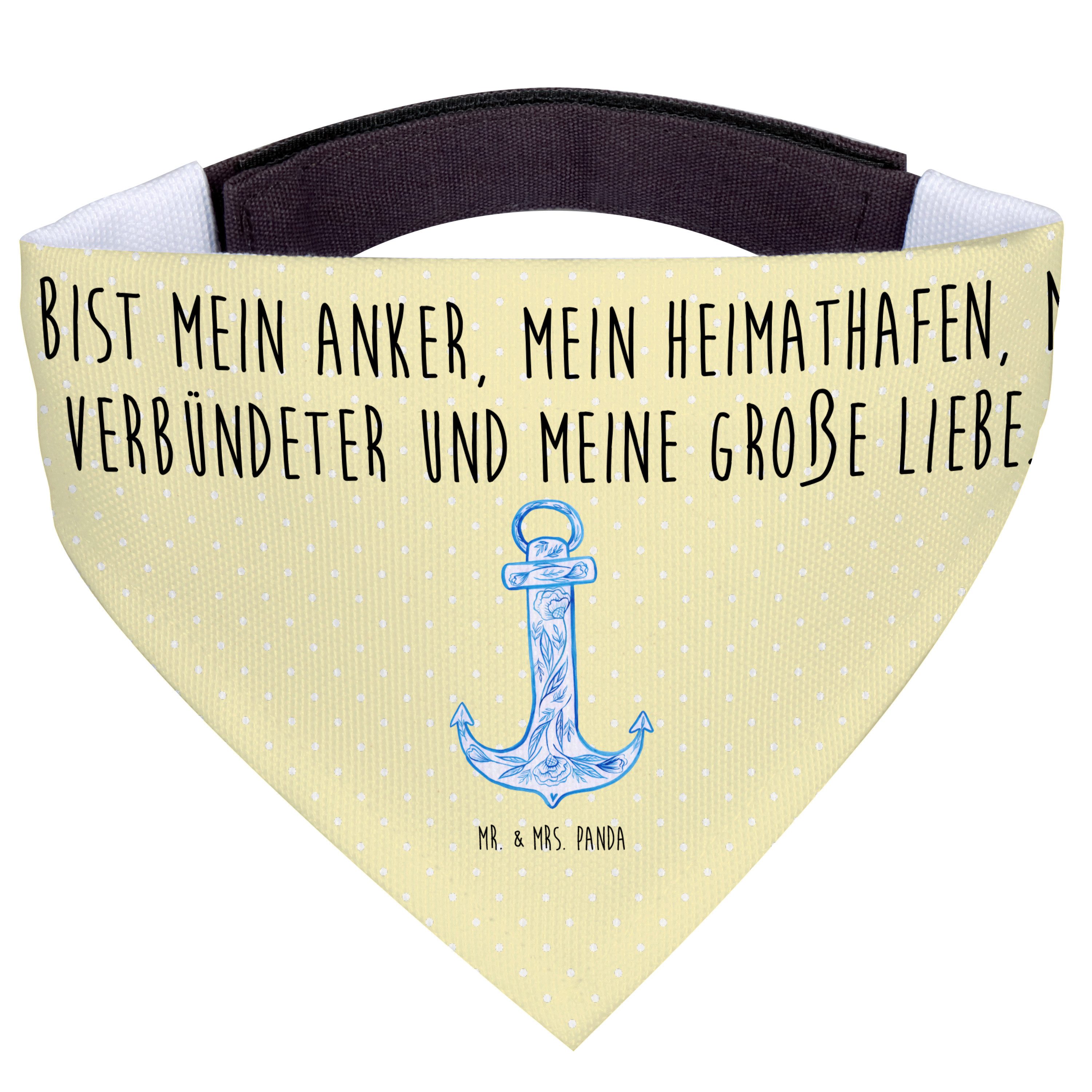 Mr. & Mrs. Panda Hundefliege Anker Blau, Dreieckstuch, Gelb Pastell, Halstuch Hund, Hunde Hals Tuc, Polyester, Dreieckstuch Bandana Hund Hundeschal Bandana