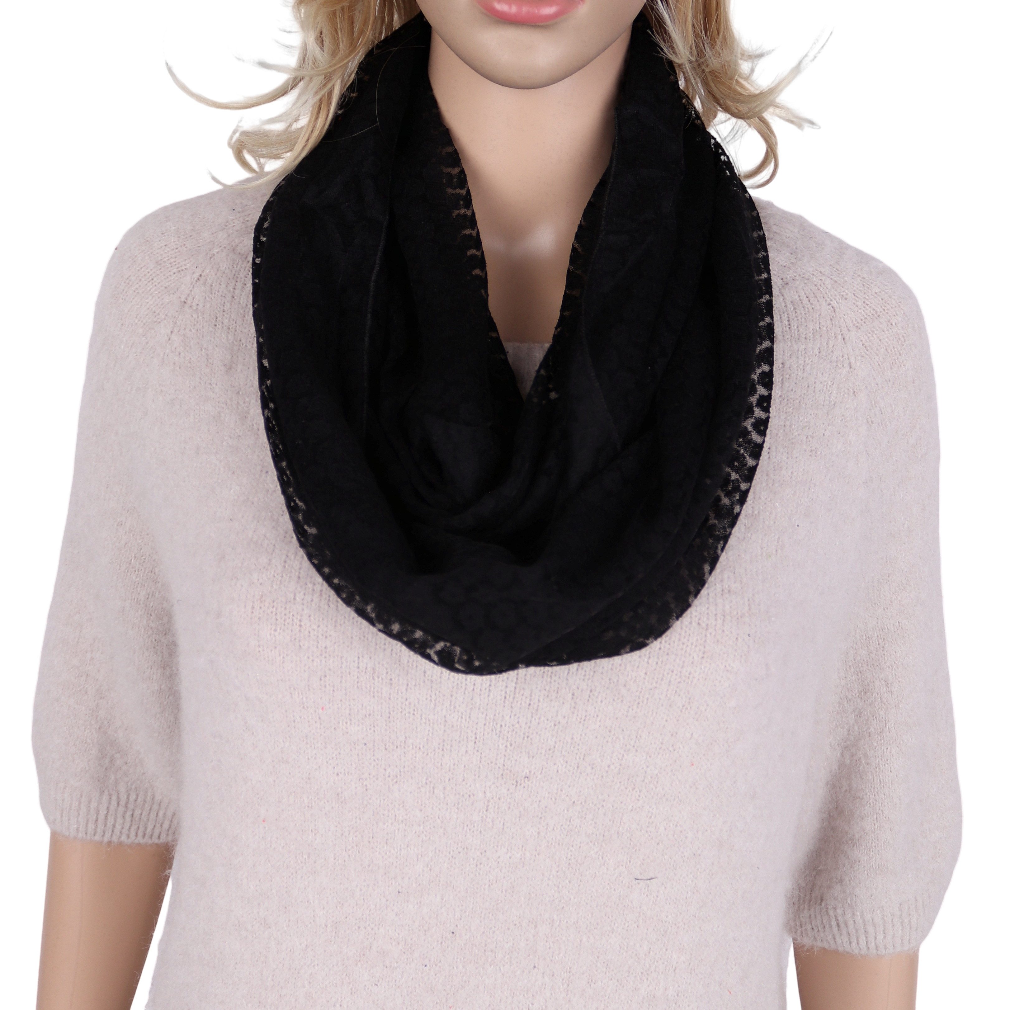 MIRROSI Loop Damen Schal Unifarbe HALBTRANSPARENT, Tolle Muster, Schlauchschal, (ca. 160x38cm, zweimal um den Hals wickelbar), sehr leicht und angenehm zu tragen