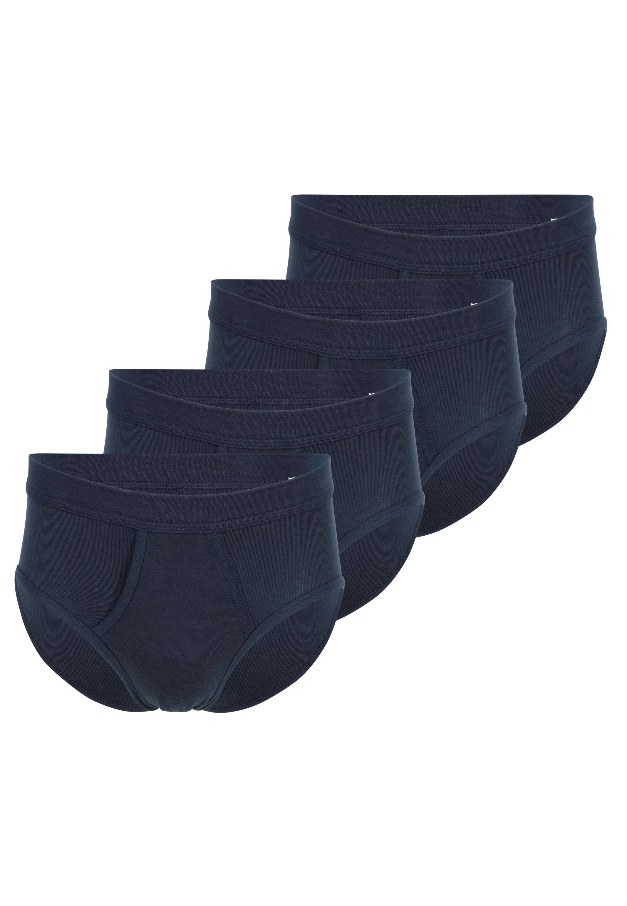 Schiesser Slip 4er Blau Mit 4-St) Eingriff 815 (Spar-Set, Pack - Unterhose Baumwolle Sportslip Atmungsaktiv - - Cotton Feinripp / Essentials 