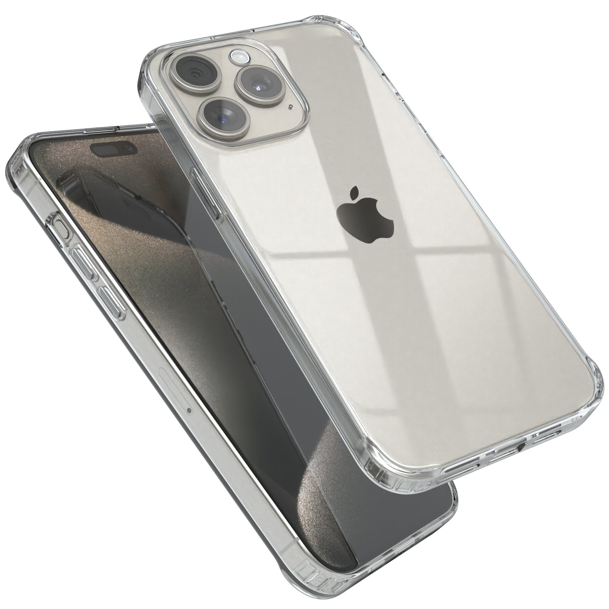 EAZY CASE Handyhülle Crystal Case für iPhone 15 / Plus / Pro / Pro Max 6,7 Zoll, Schutzhülle Kameraschutz Silikonhülle Transparent Handyhülle Slimcover