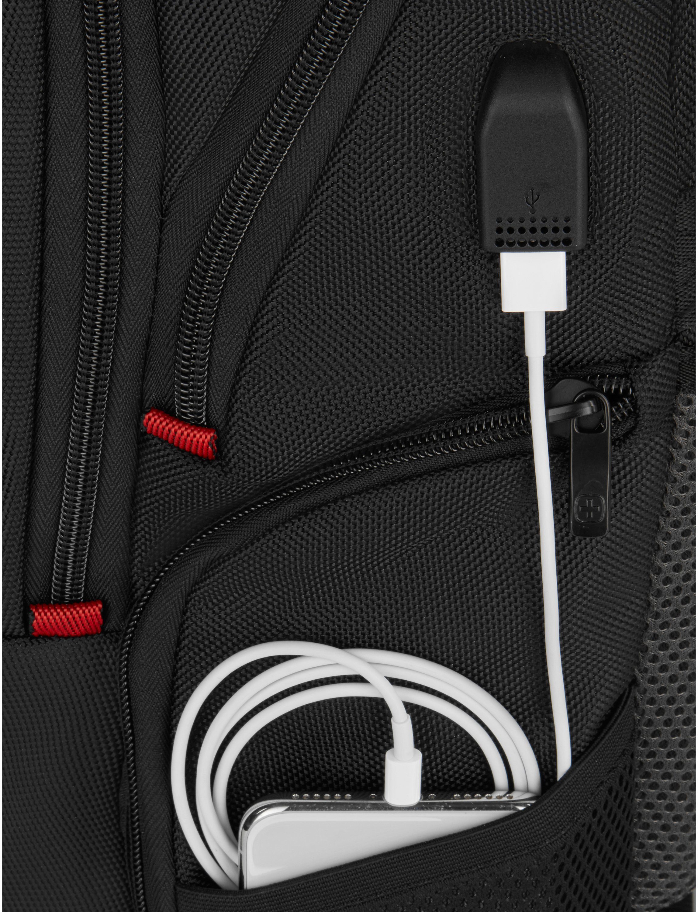 Herren Businesstaschen Wenger Laptoprucksack Pegasus Deluxe, schwarz, für Laptops bis 16 Zoll inkl. USB-Schleuse