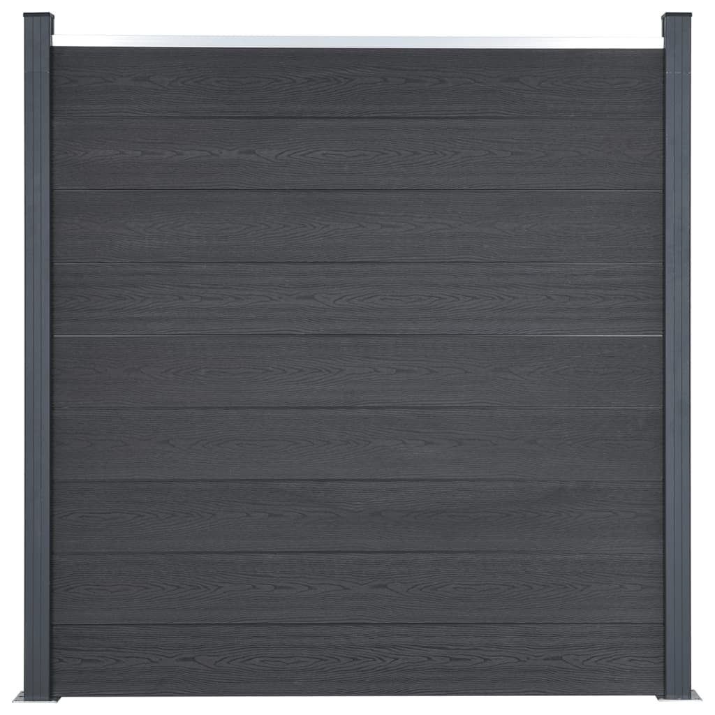 furnicato Zaun Grau WPC Gartenzaun-Set 180x186 cm mit Aluminium- und Stahlpfosten, (1-St)