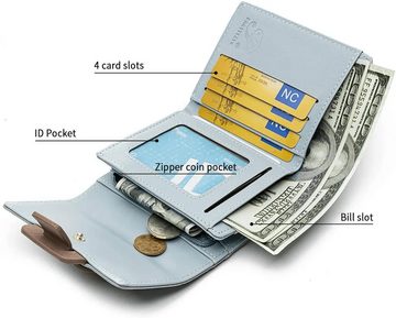 S&T Design Geldbörse Portemonnaie Damen Portmonee Klein (Leder), RFID-Blocker Mini Brieftasche Quadratisch