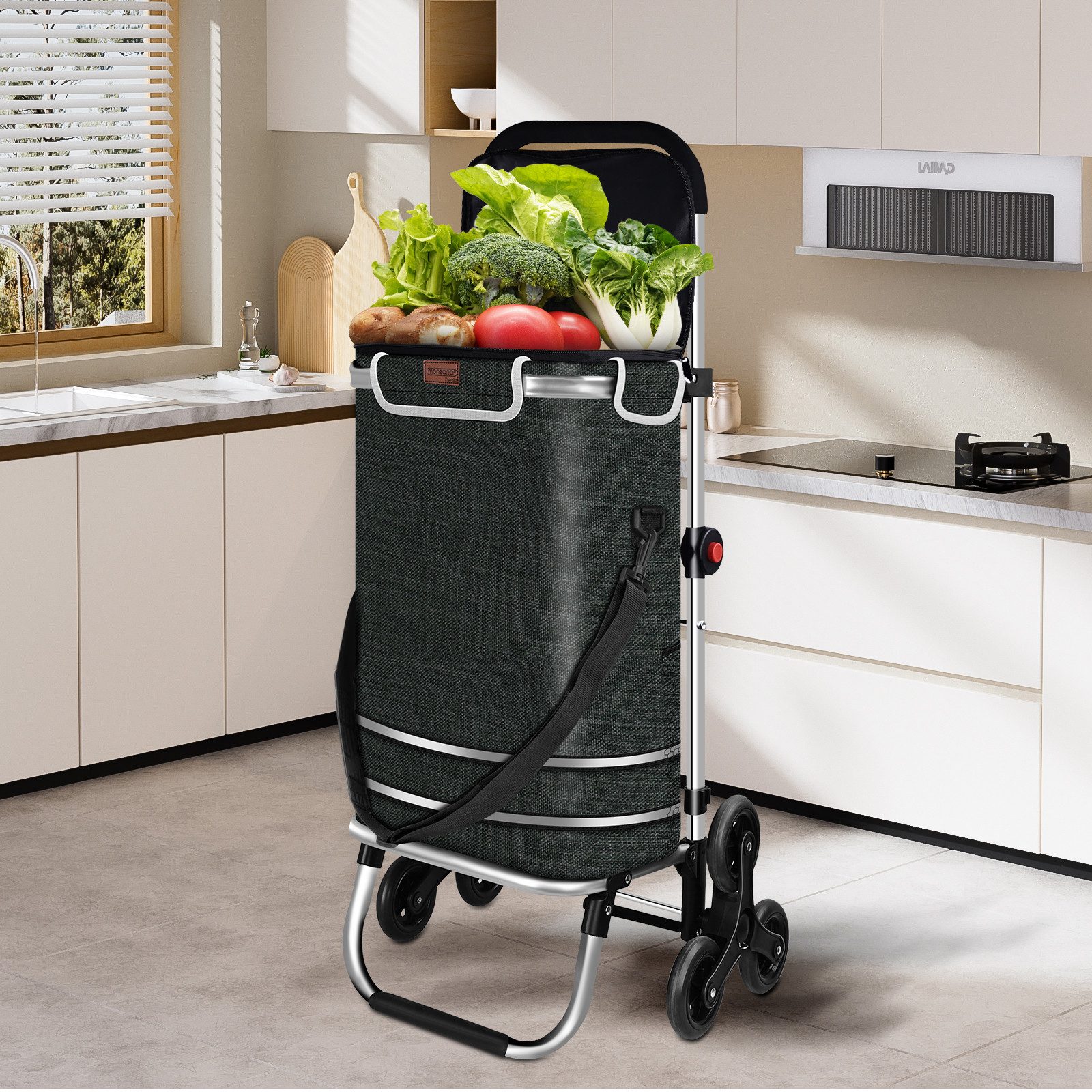 OKWISH Einkaufstrolley 3 Räder Einkaufswagen Treppensteiger günstig online kaufen