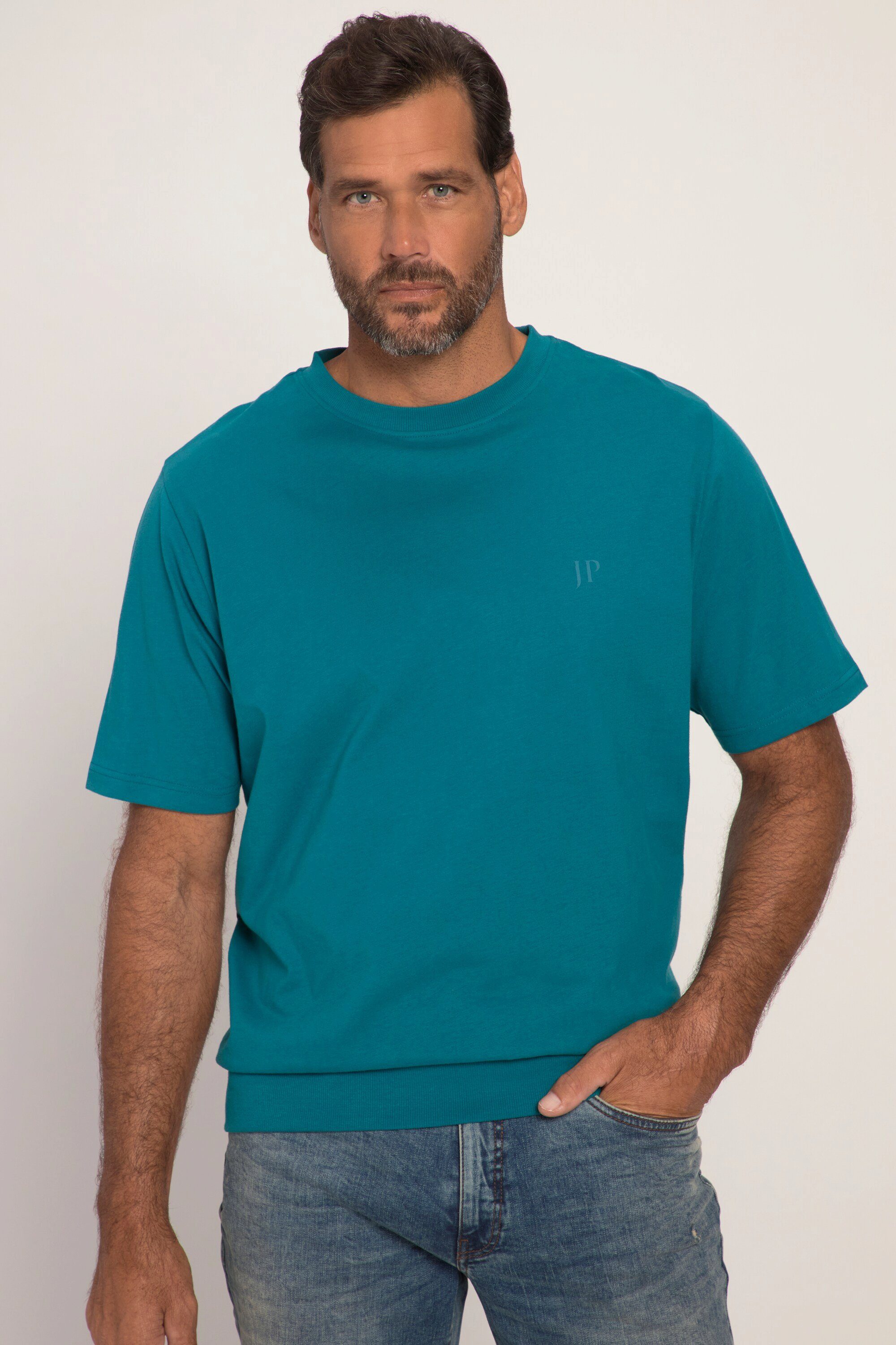 JP1880 T-Shirt T-Shirt 10XL Basic ozeanblau Halbarm Bauchfit bis XXL