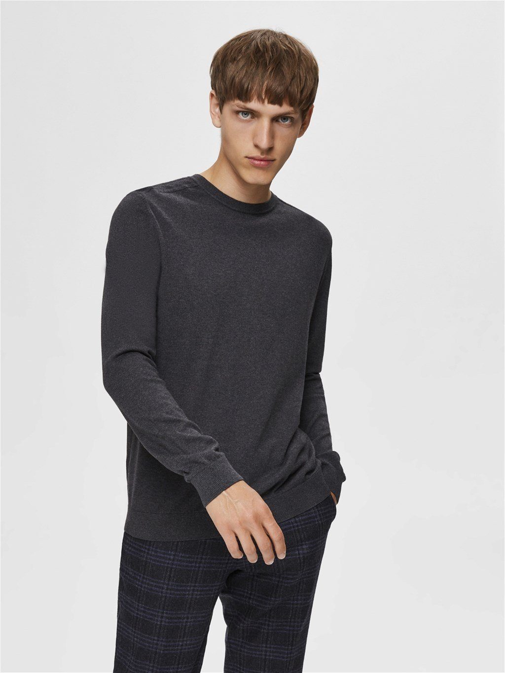 SELECTED HOMME Rundhalspullover Selected Homme Herren Strick-Pullover - SlhBerg Rundhals Pulli