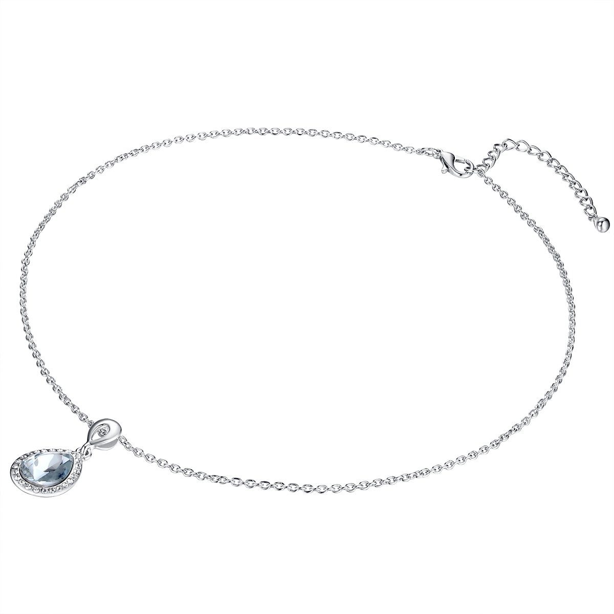 Anhänger Kette & weiß Kristallen Glas Swarovski® Jane Lulu von mit verziert Collier weiß mit