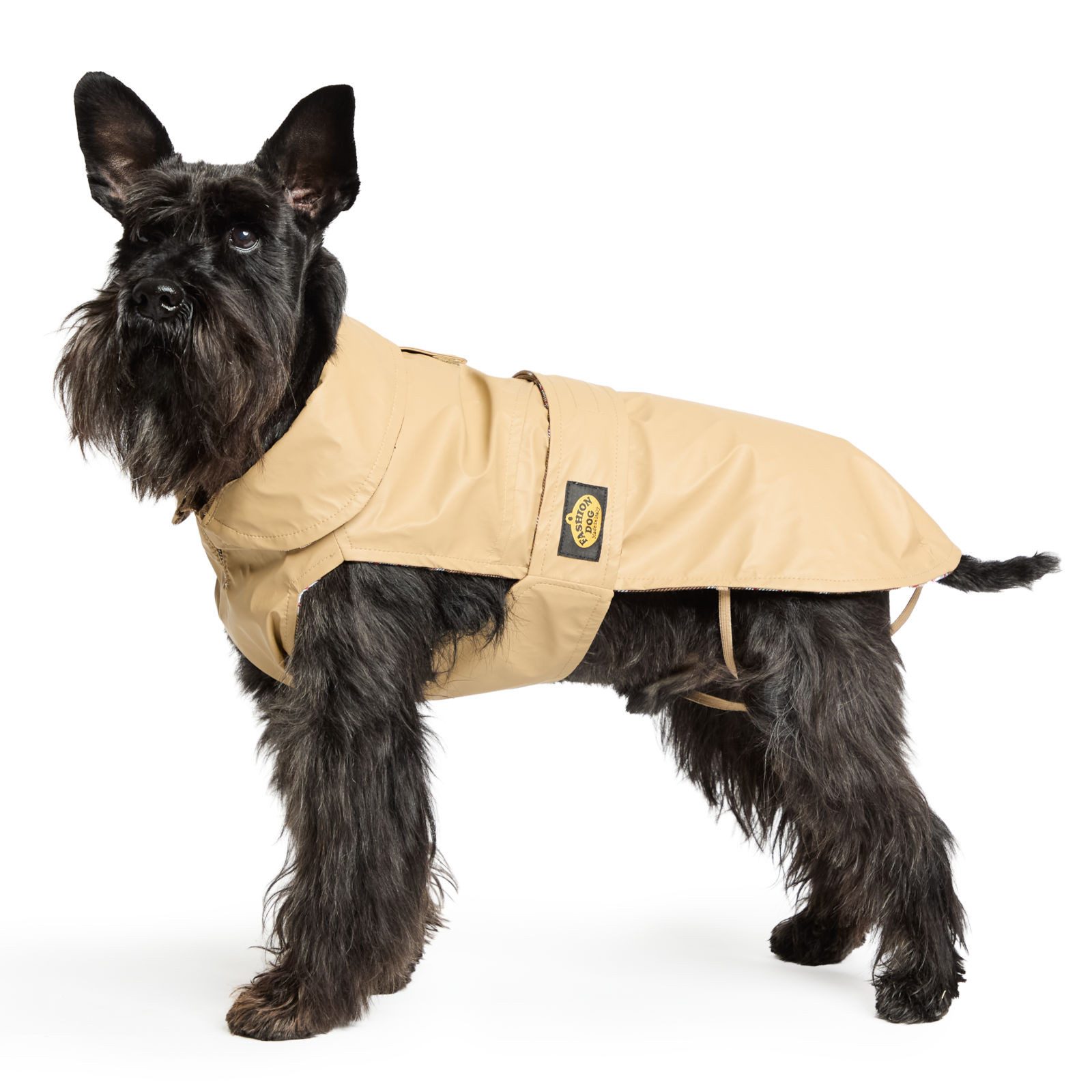 Fashion Dog Hunderegenmantel Hunde-Regenmantel mit Tartan-Futter, beige