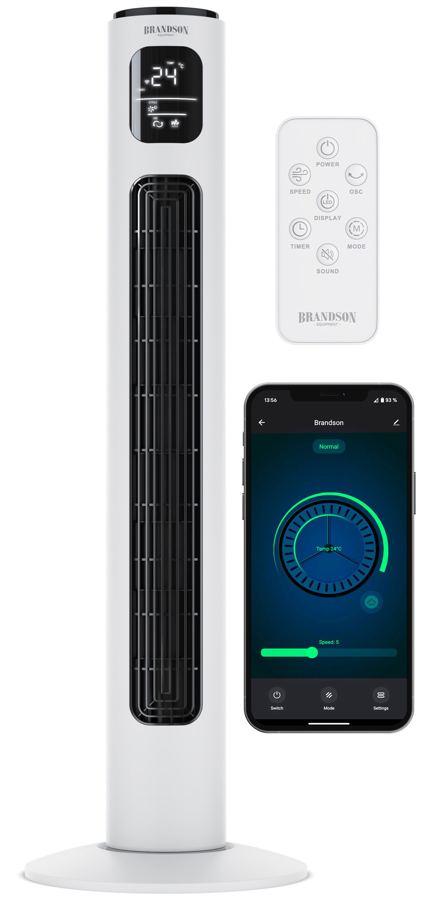 Brandson Turmventilator Eco DC-Motor 35W, App-Steuerung/Sprachbefehl, günstig online kaufen