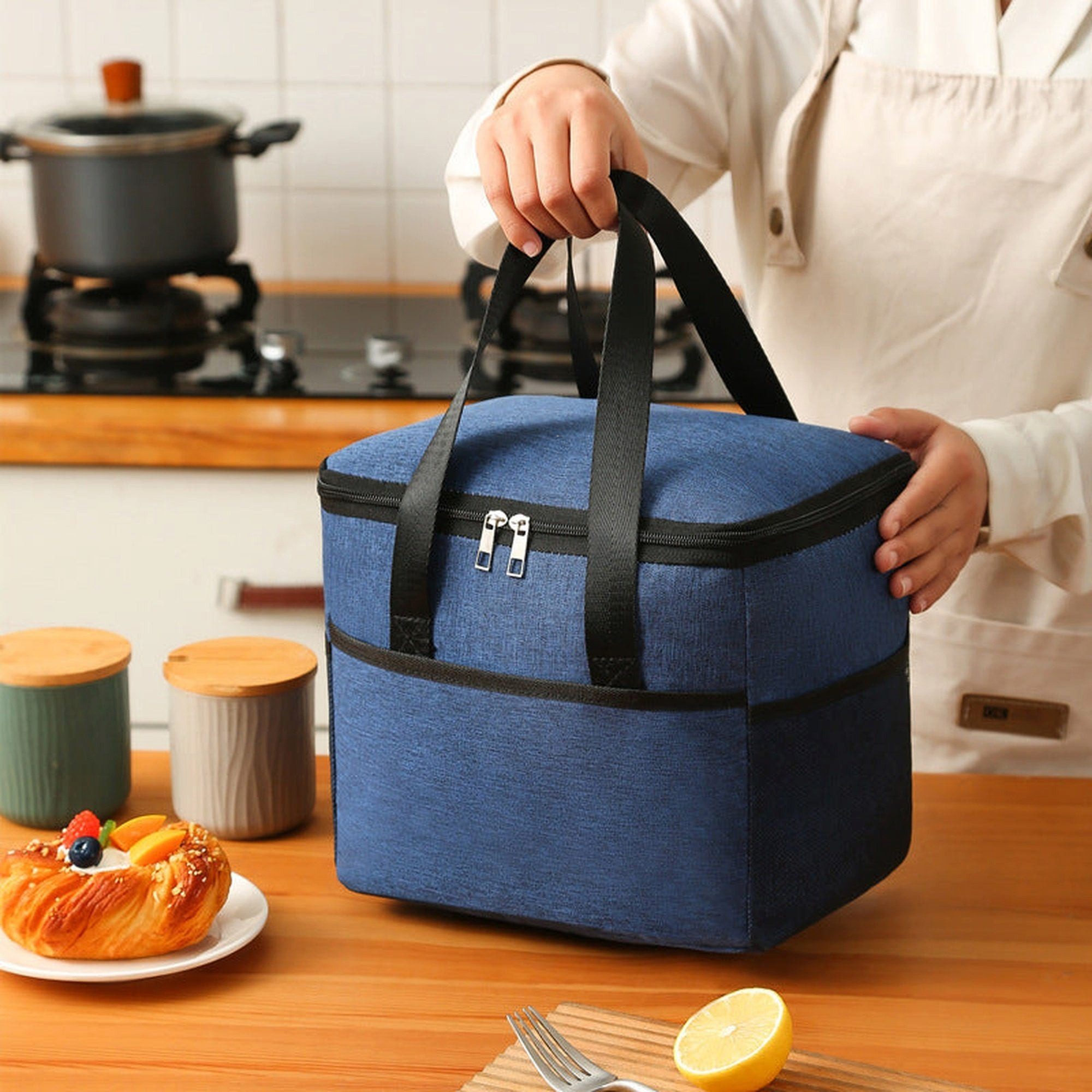 AUKUU Lunchbox Isoliertasche Isoliertasche wasserdicht tragbar Lunchtasche, Eisbeutel verdickt große Kapazität Lunchbox Tasche