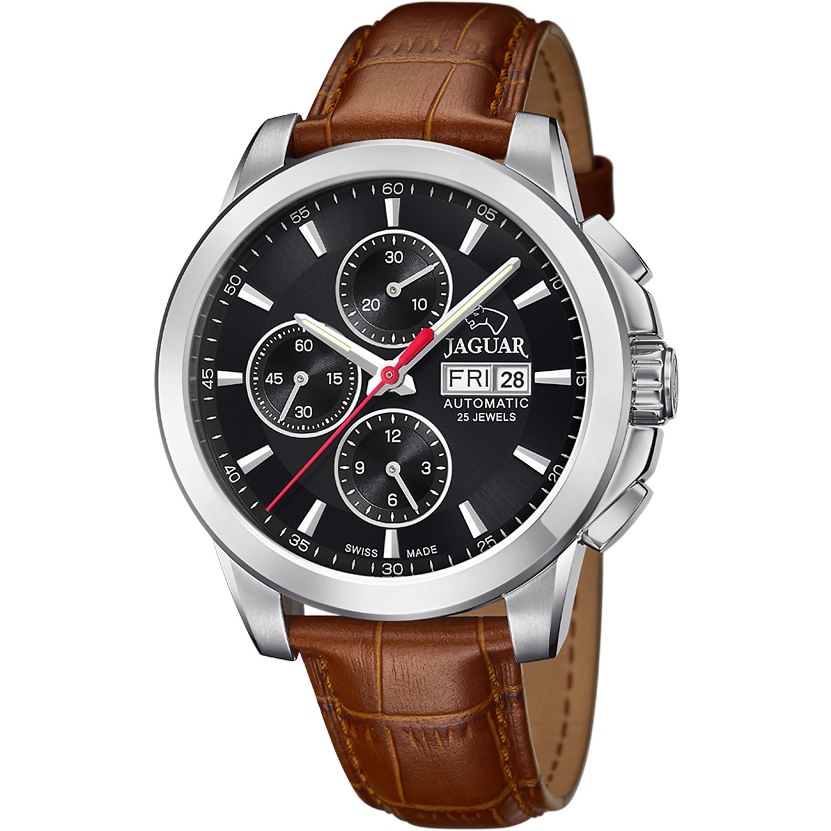 Jaguar Automatikuhr Automatik J975_4, Armbanduhr, Herrenuhr, Swiss Made, Mechanische Uhr, Lederarmband