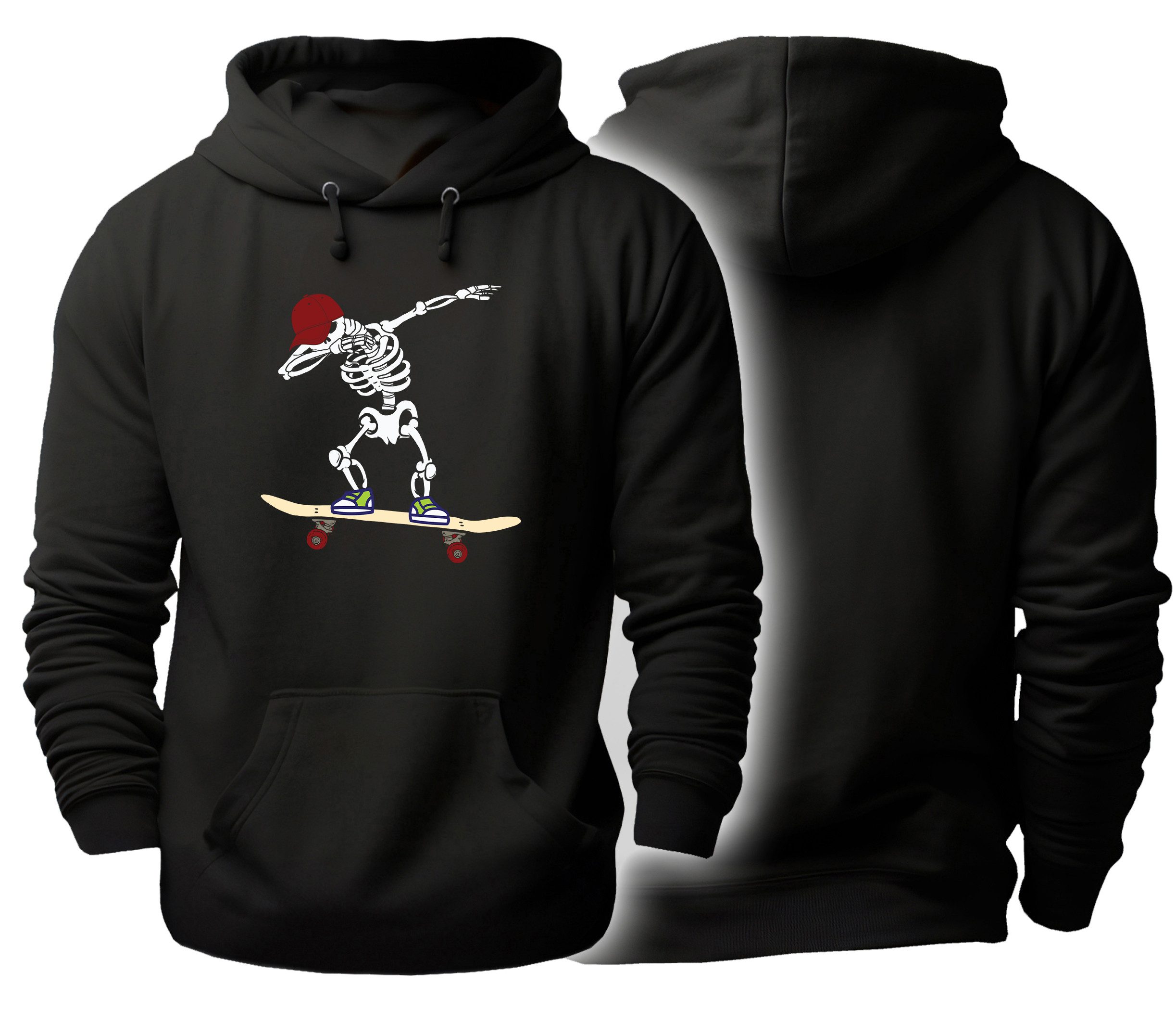 Hoodie Herren und Damen Kapuzensweater - Skater Skelett