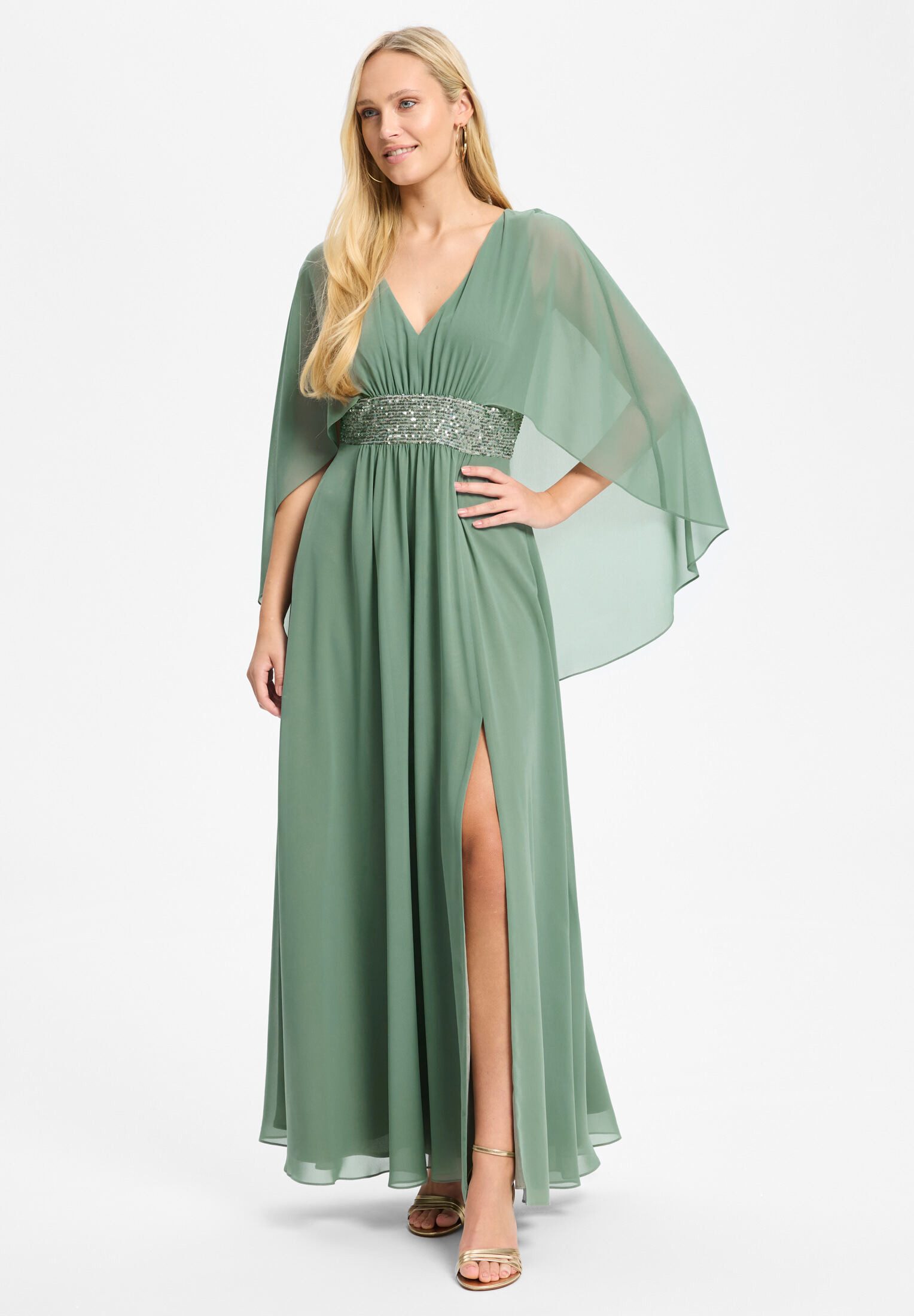 SWING Abendkleid - Abendkleid mit Cape aus Chiffon Figurbetonte Passform mit fließendem Rockteil