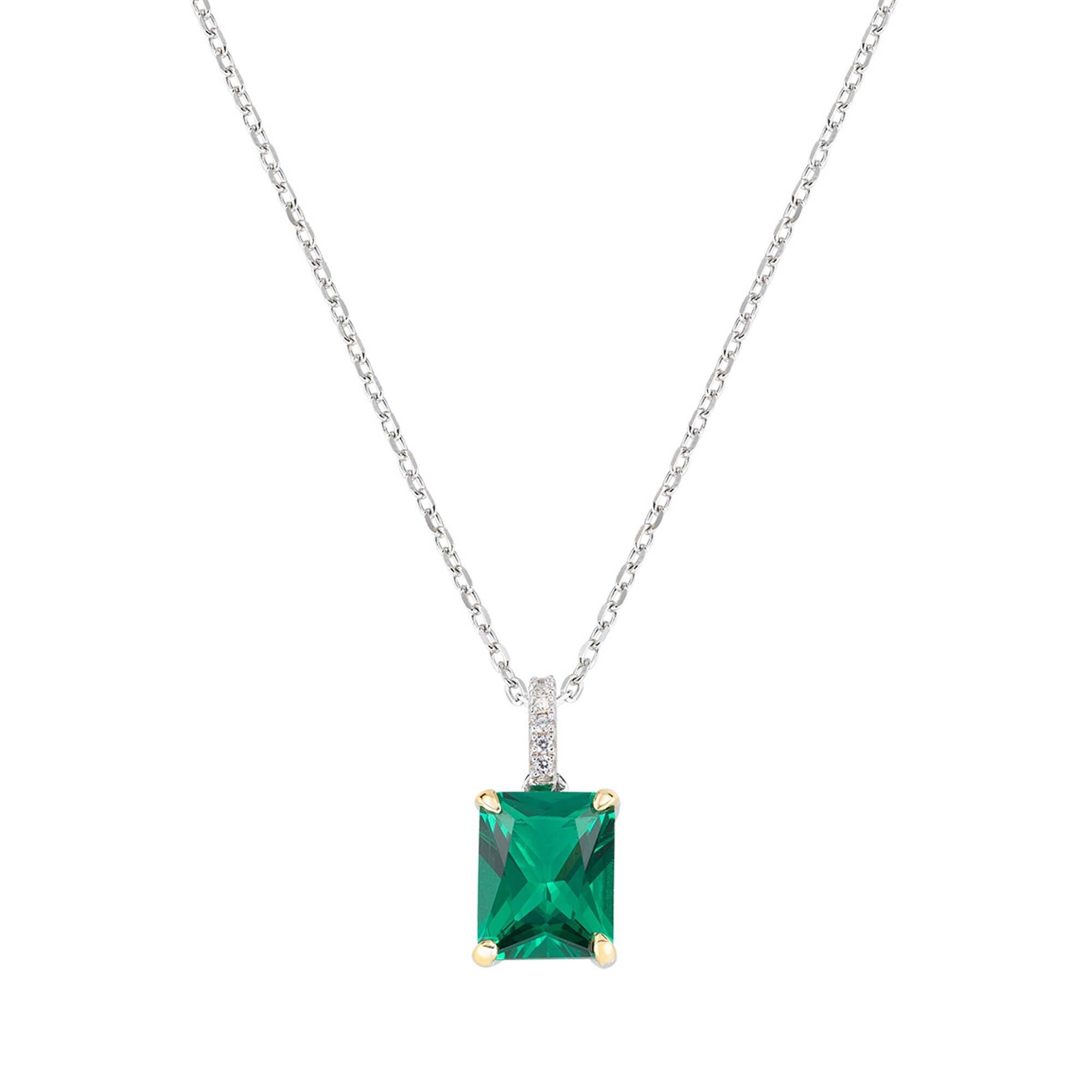 Kette mit Anhänger The Green Square Pendant 925er Sterlingsilber