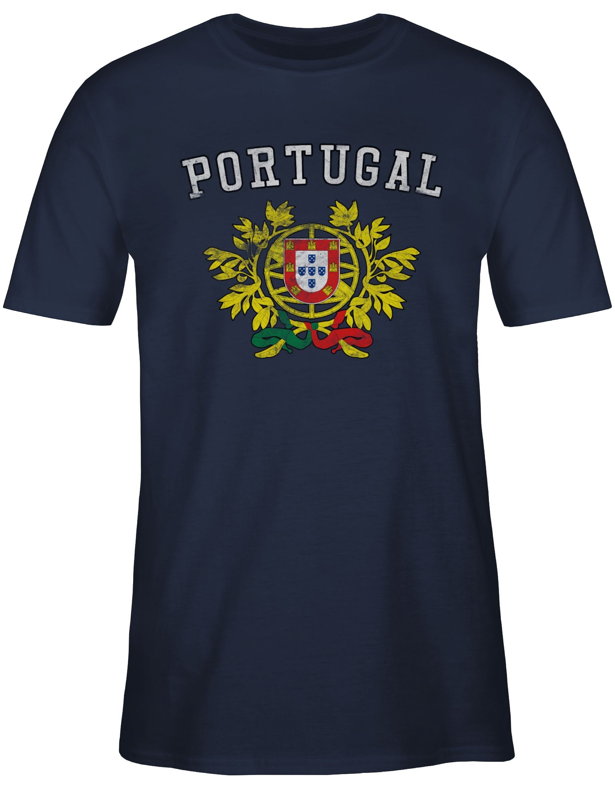 Shirtracer T-Shirt Portugal Wappen WM 2 2024 Navy EM Blau Fussball