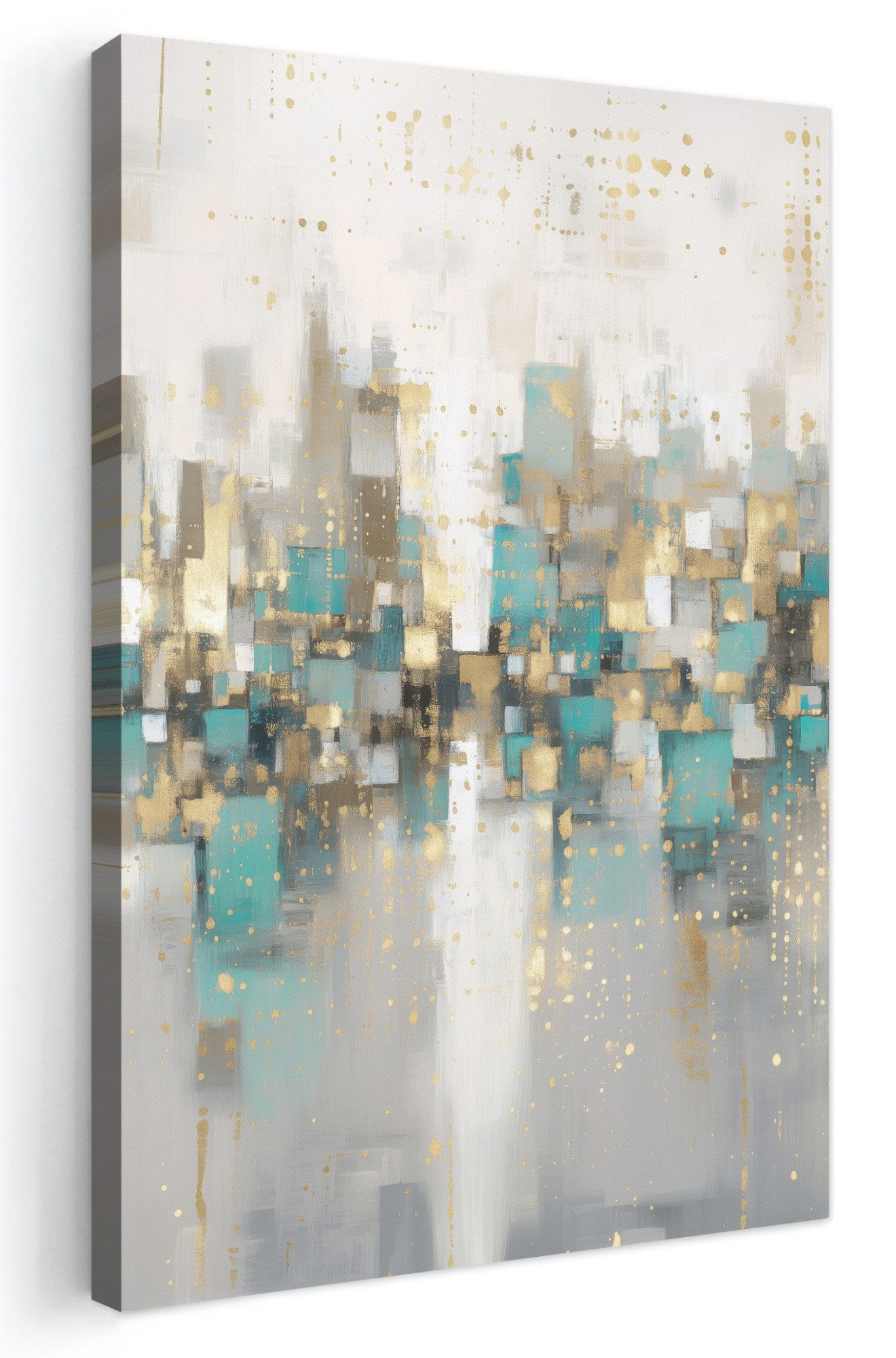OneMillionCanvasses® Leinwandbild Abstrakt - Blöcke - Gold - Skyline, Fotodruck (1 St), Leinwand Canvas Wandbild, Wanddekoration 20x30 cm
